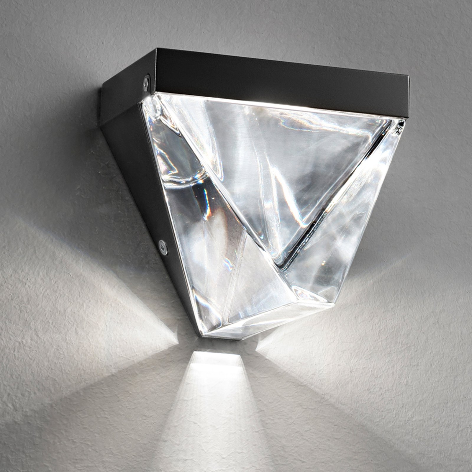 Fabbian Tripla - krystall-LED-vegglampe, antrasitt