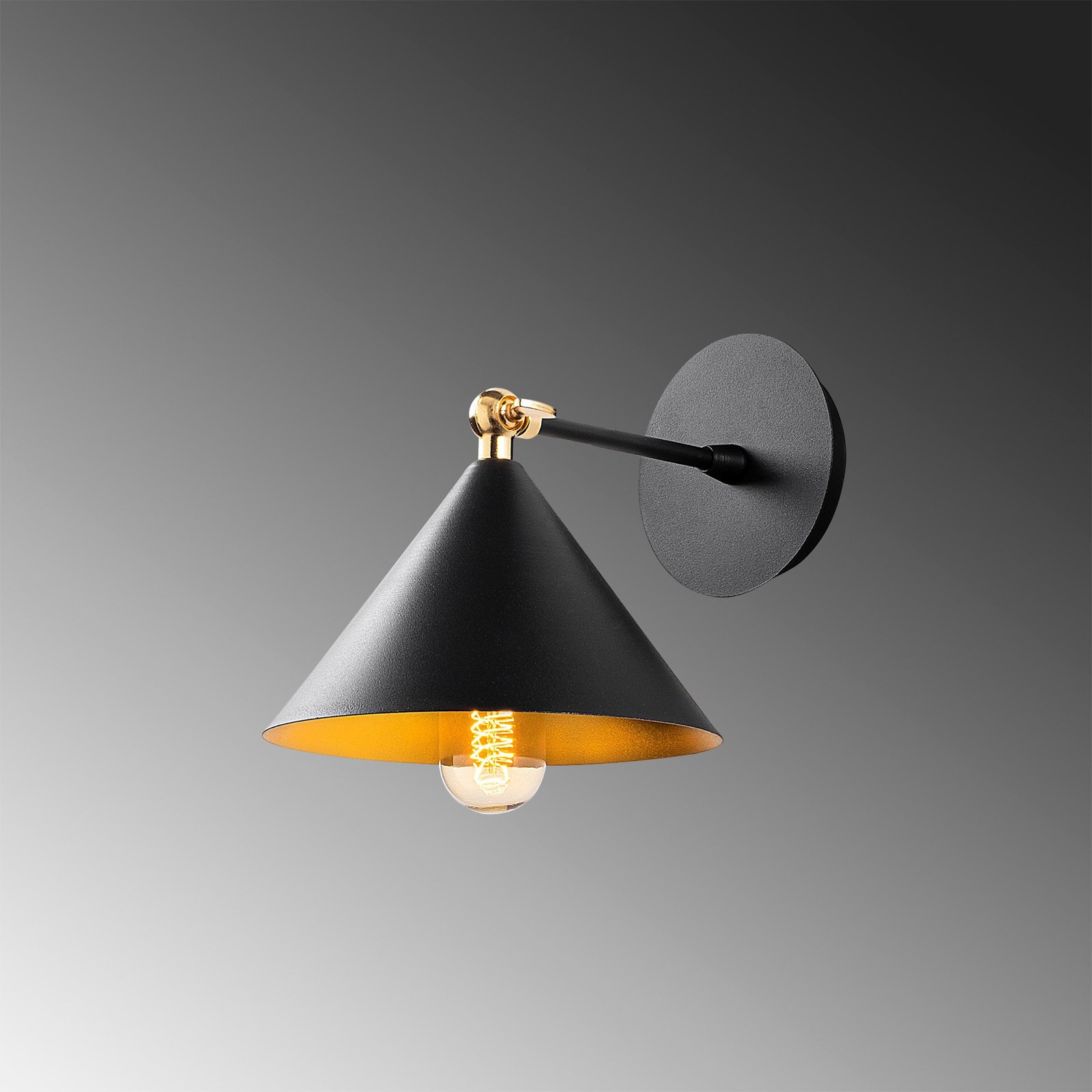 Berceste 185-A væglampe, sort/guld