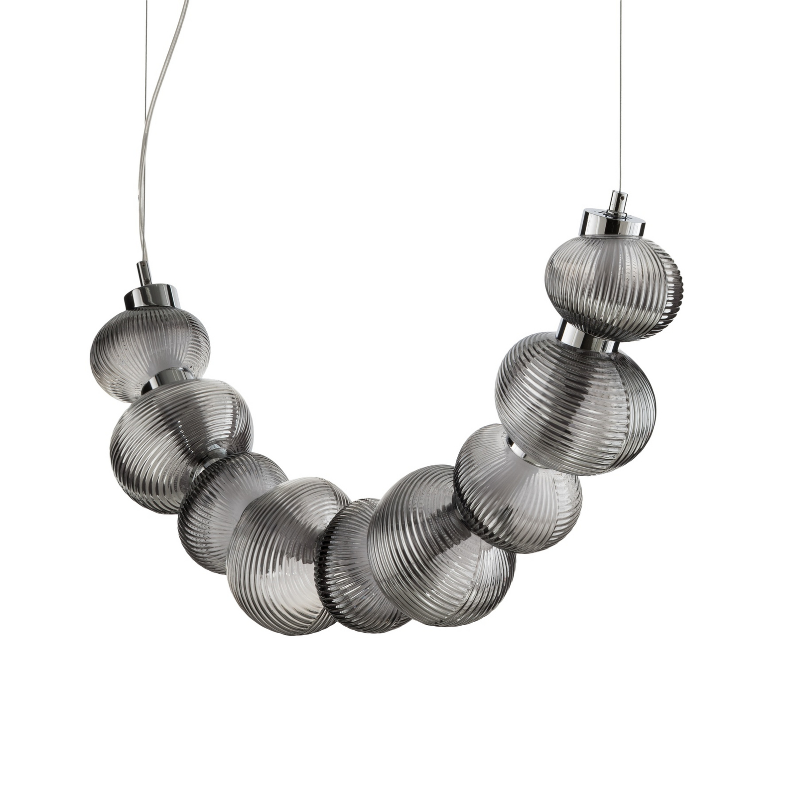 Bolla LED pendant light, chrome/smoke grey, glass, length 79.5 cm Bolla LED pendant light, chrome/smoke grey, glass, length 79.5 cm