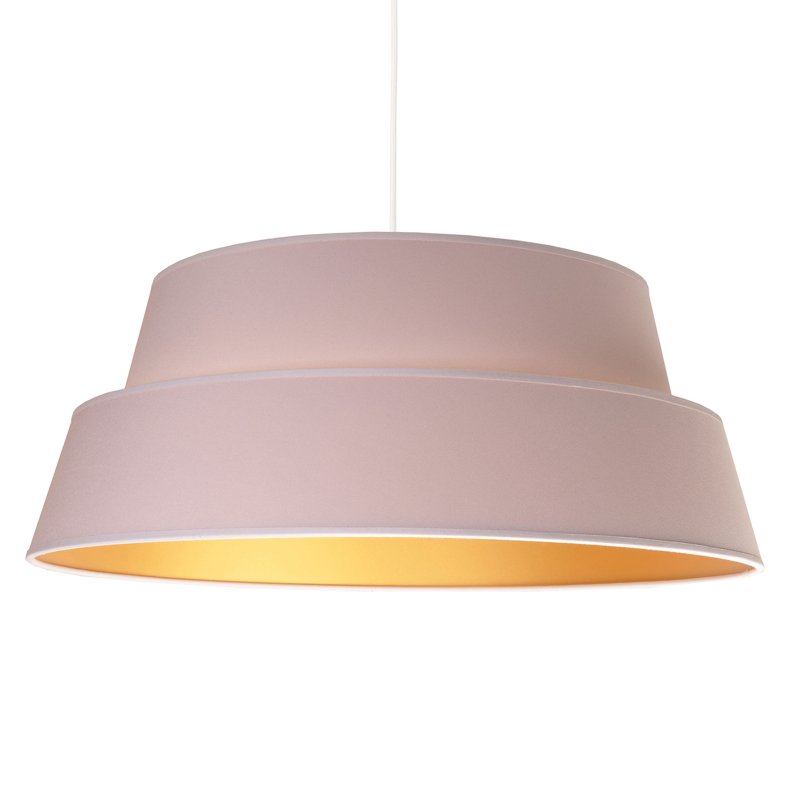 DUOLLA Galaxy hanging light, gold inside, white outside, for Living / Dining Room, synthetic fibre fabric, E27, 40 W, energy efficiency: A++, H: 20 cm