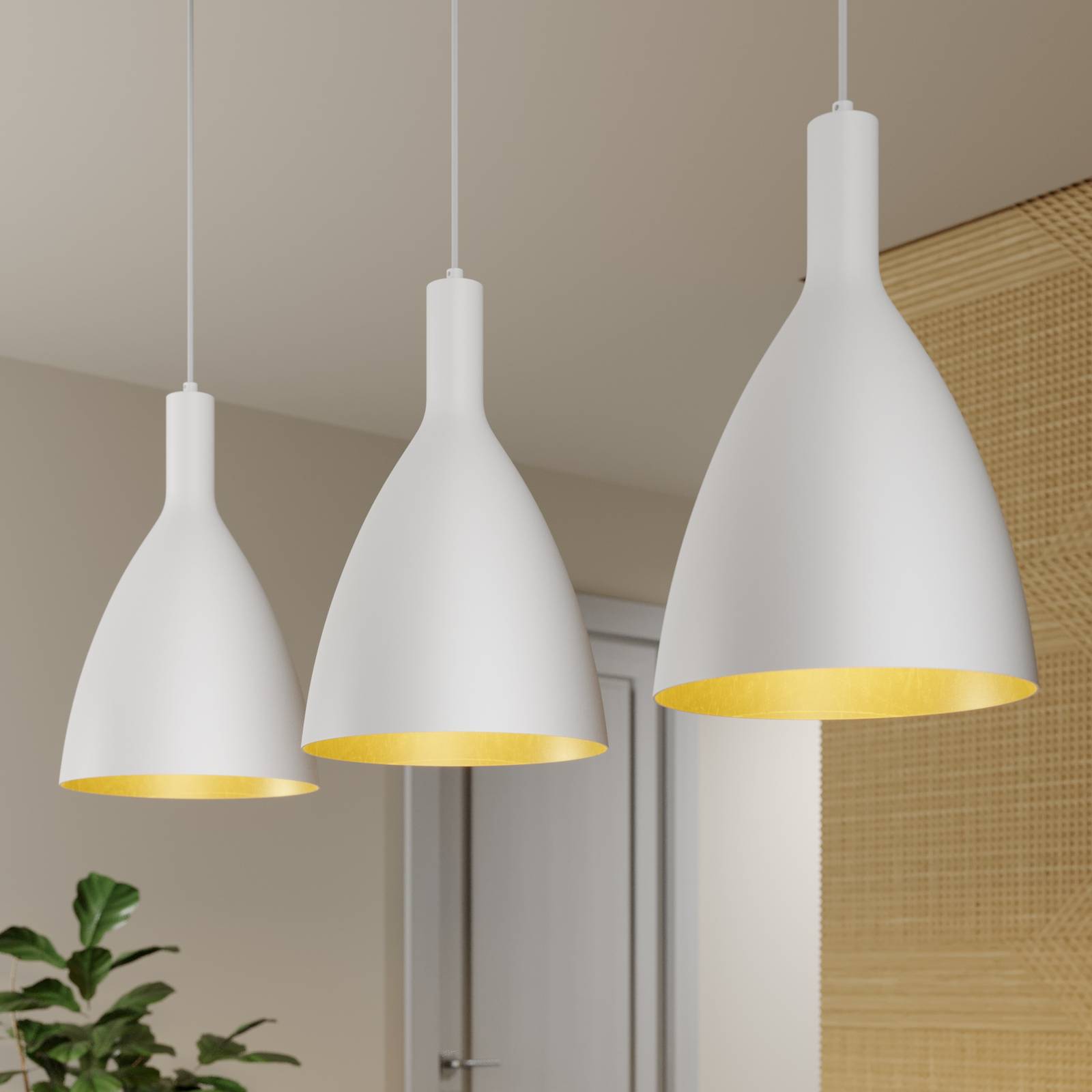 Arcchio Arthuria hanglamp, 3-lamps lang wit