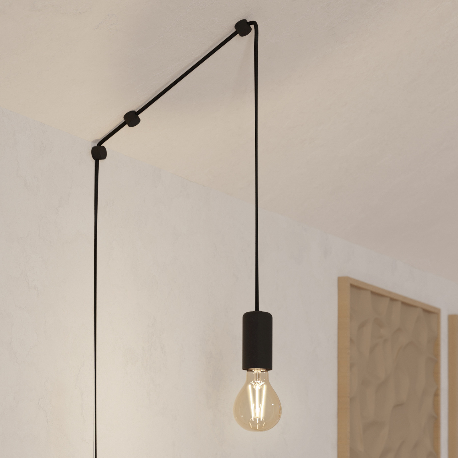EGLO Suspensie Pinetina proiecție 40 cm negru priză - Camera de zi / sufragerie - modern - Metal