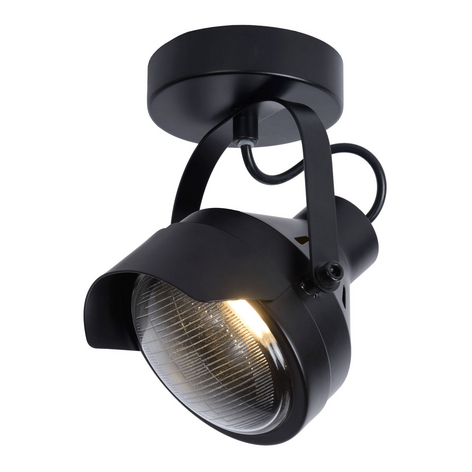 Plafondspot Cicleta, zwart, 1-lamp