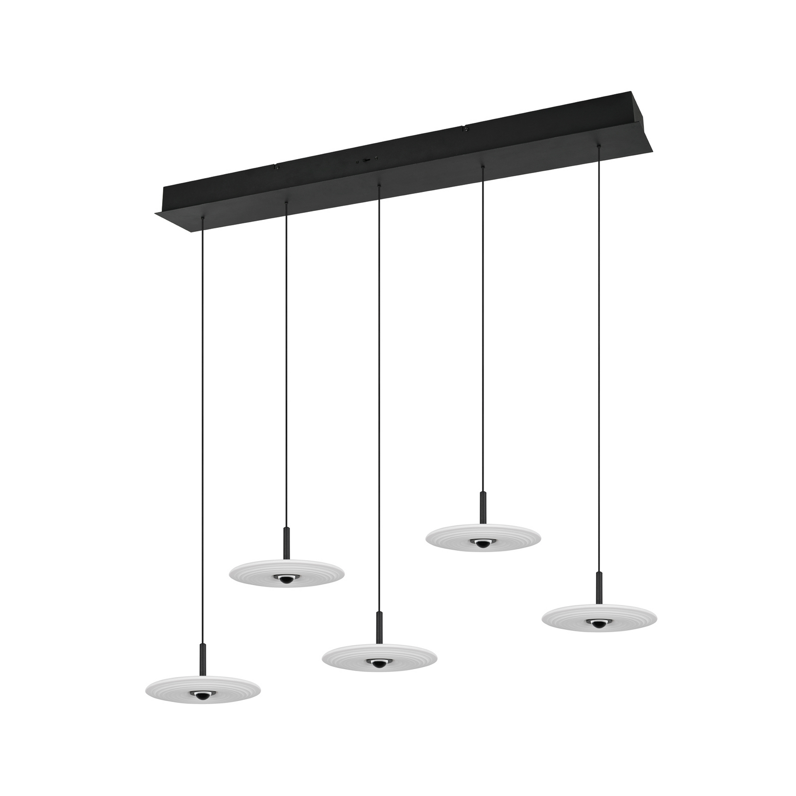 Lámpara colgante LED Sirena, blanca, longitud 104 cm, cristal, CCT, 5 luces.
