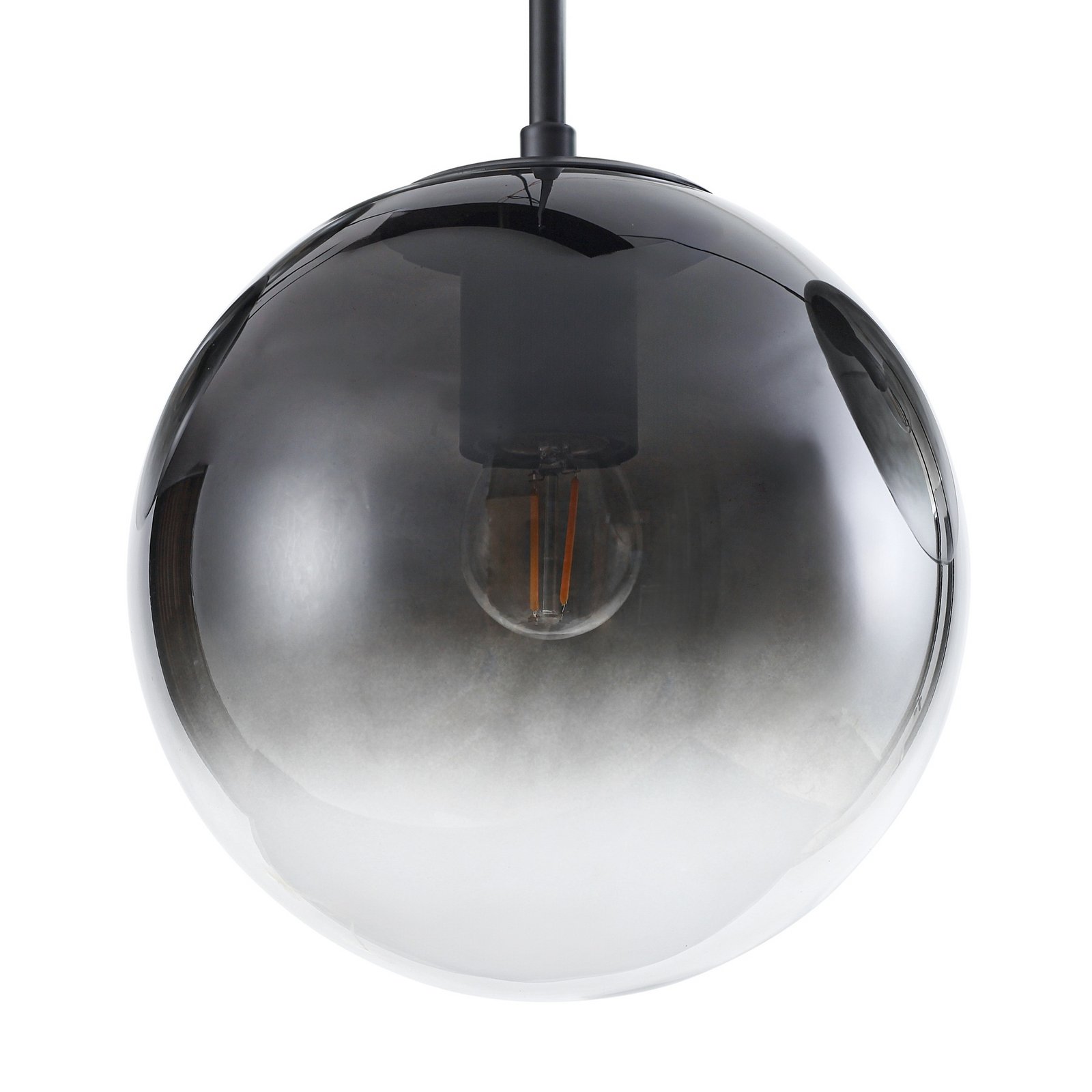 Lucande Veloura pendant light, 3-bulb, 84 cm, glass, wood