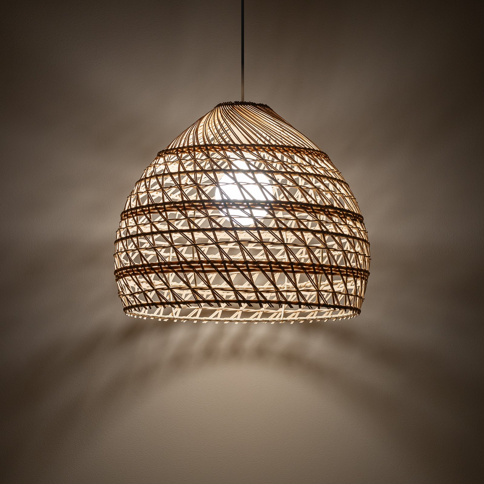 BOHO pendant light, Ø 43 cm, natural brown, rattan, E27
