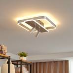 Lucande Stigla LED plafondlamp, hoekig, nikkel