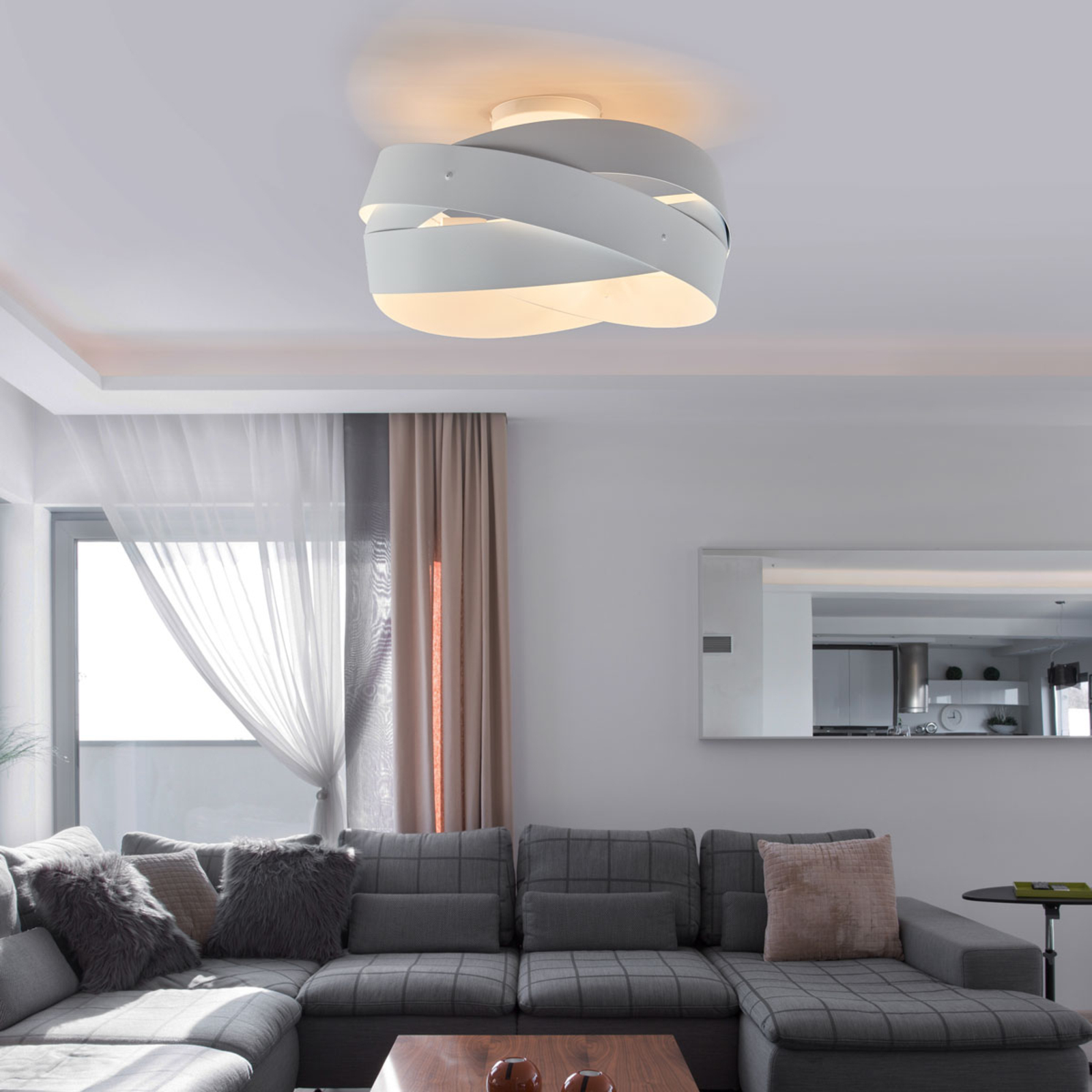Tornado - beautifully shaped ceiling lamp in white