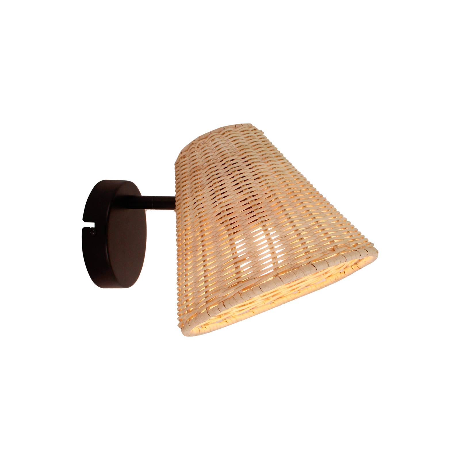 Lindby Wandleuchte Zyralia, holzfarben, Rattan, 19,5 cm hoch günstig online kaufen