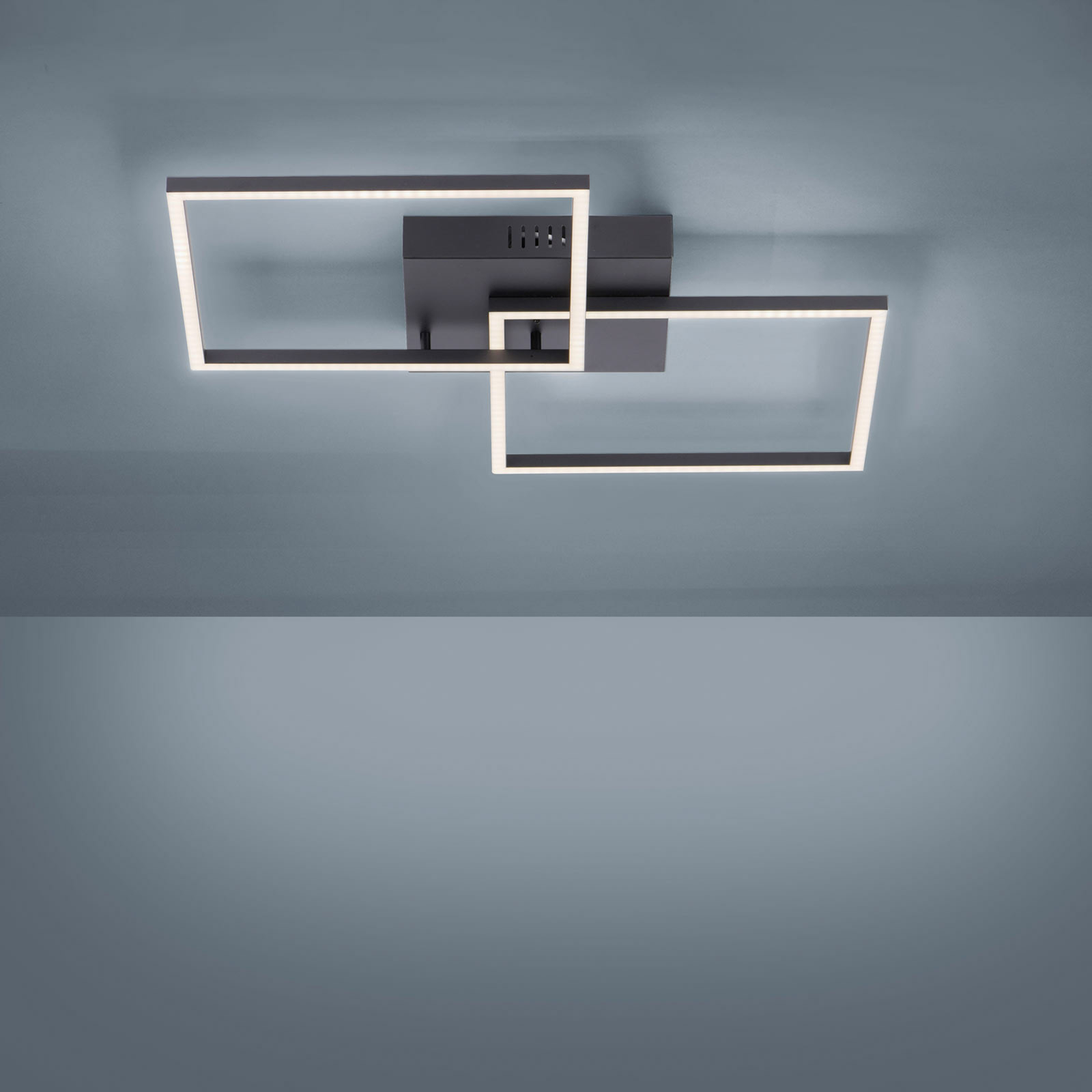 Plafonnier LED Iven, dim, noir, 53x53 cm