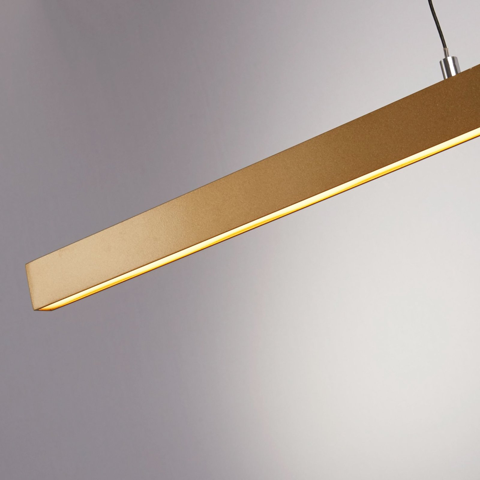 Layla LED hanging light, linear, gold, height-adjustable, CCT