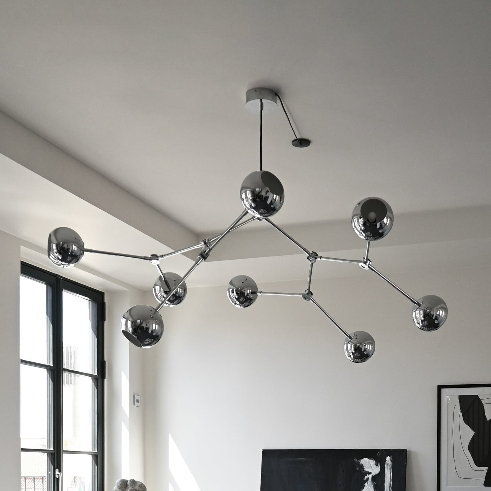 Image of Drop Globe Kronleuchter Chrom 150 cm E14 - 101 Copenhagen - Wohnzimmer - Modern - Aluminium - Mehrflammig