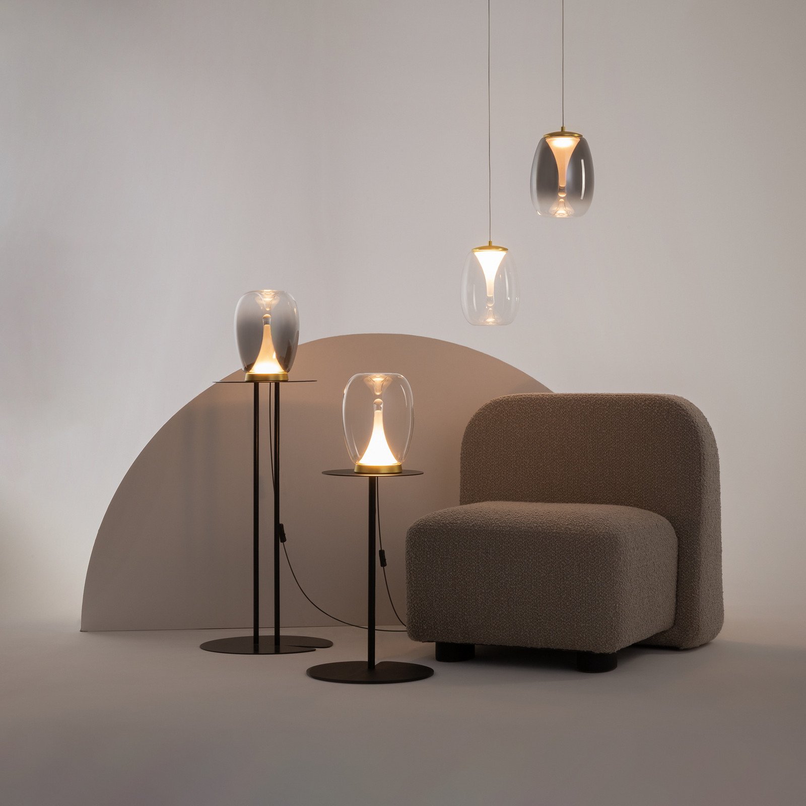Maytoni Lampă suspendată LED Splash gri fum Ø 20 cm sticlă - Camera de zi / sufragerie - modern - gri fum auriu