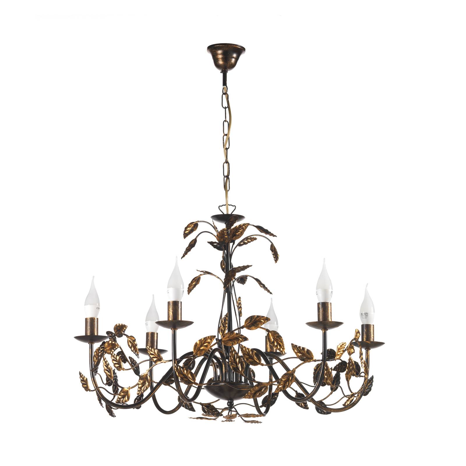Euluna Collana chandelier metal six-bulb bronze, for Living / Dining Room, metal, E14, 6 W