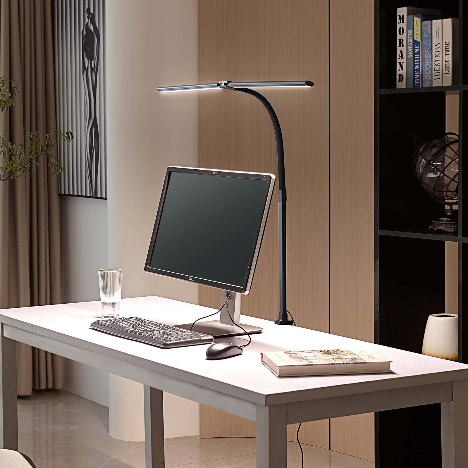 Lindby Lampe à pince LED Nilay hauteur 97,5 cm CCT Homeoffice