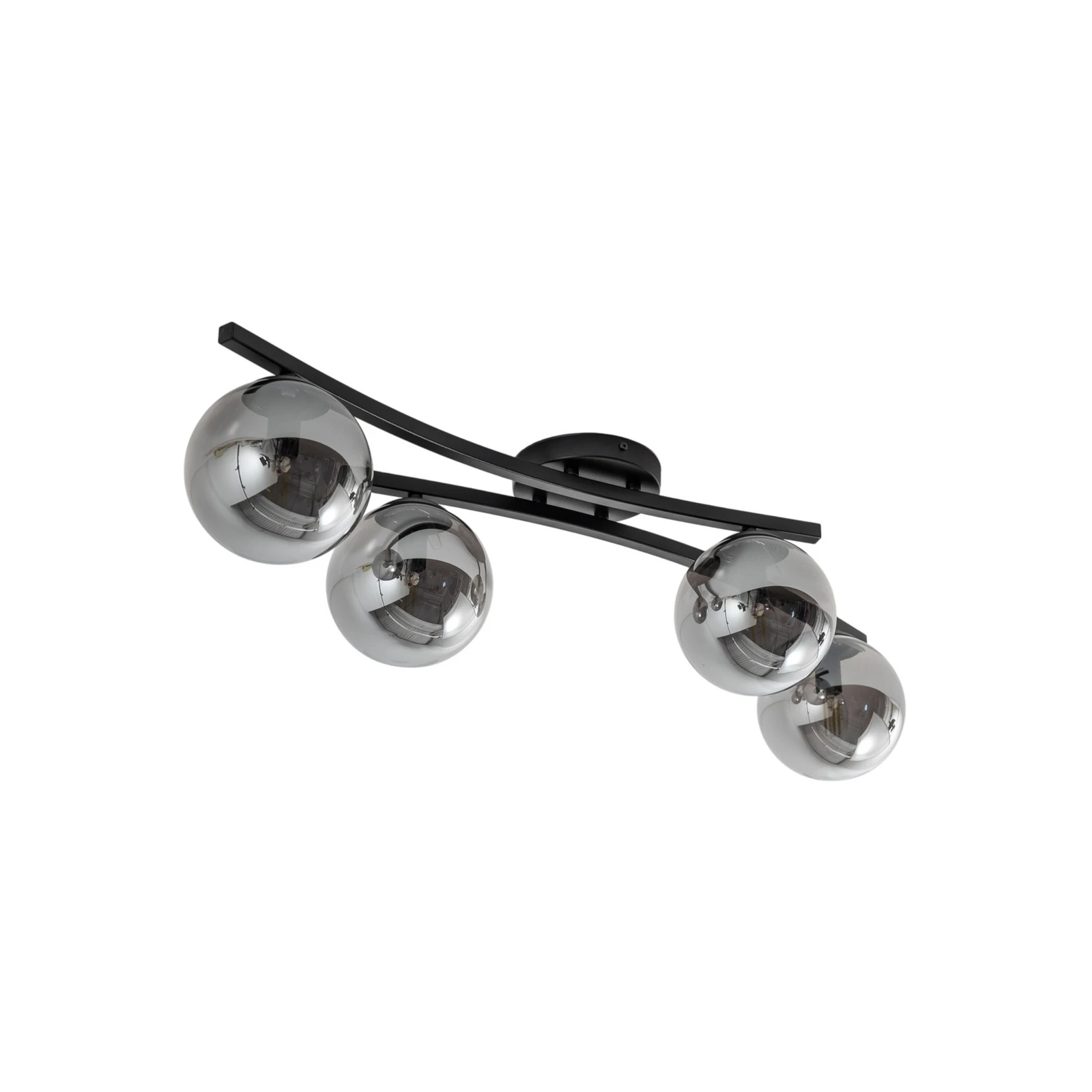OPUS loftlampe, længde 84 cm, røggrå/sort, 4 lyskilder.