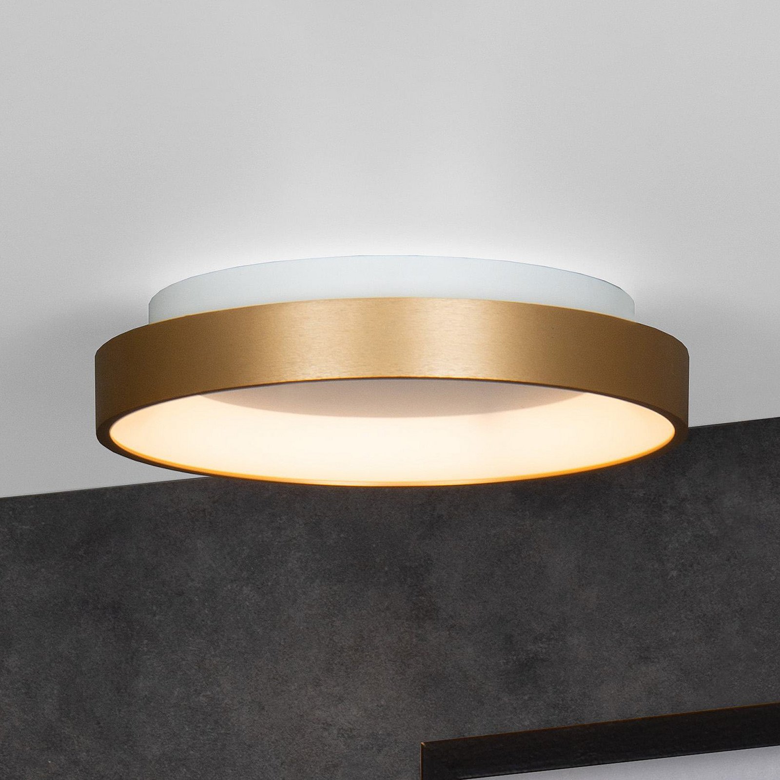 Lucide Plafonieră Vidal LED auriu Ø 28 cm dimabil acrilic - Camera de zi / sufragerie - aur opal - Plastic