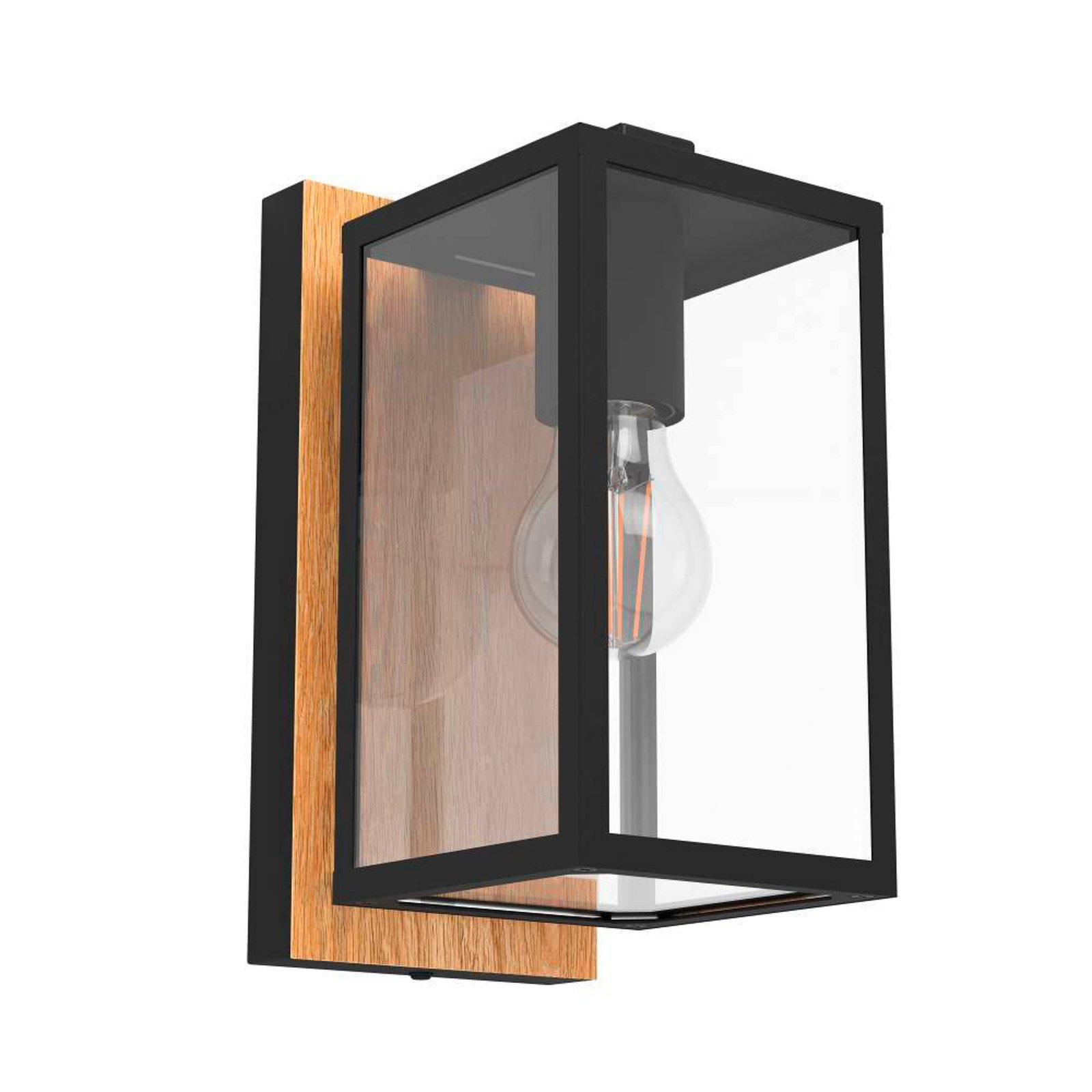 EGLO Budrone udendørs væglampe, sort/brun/klar