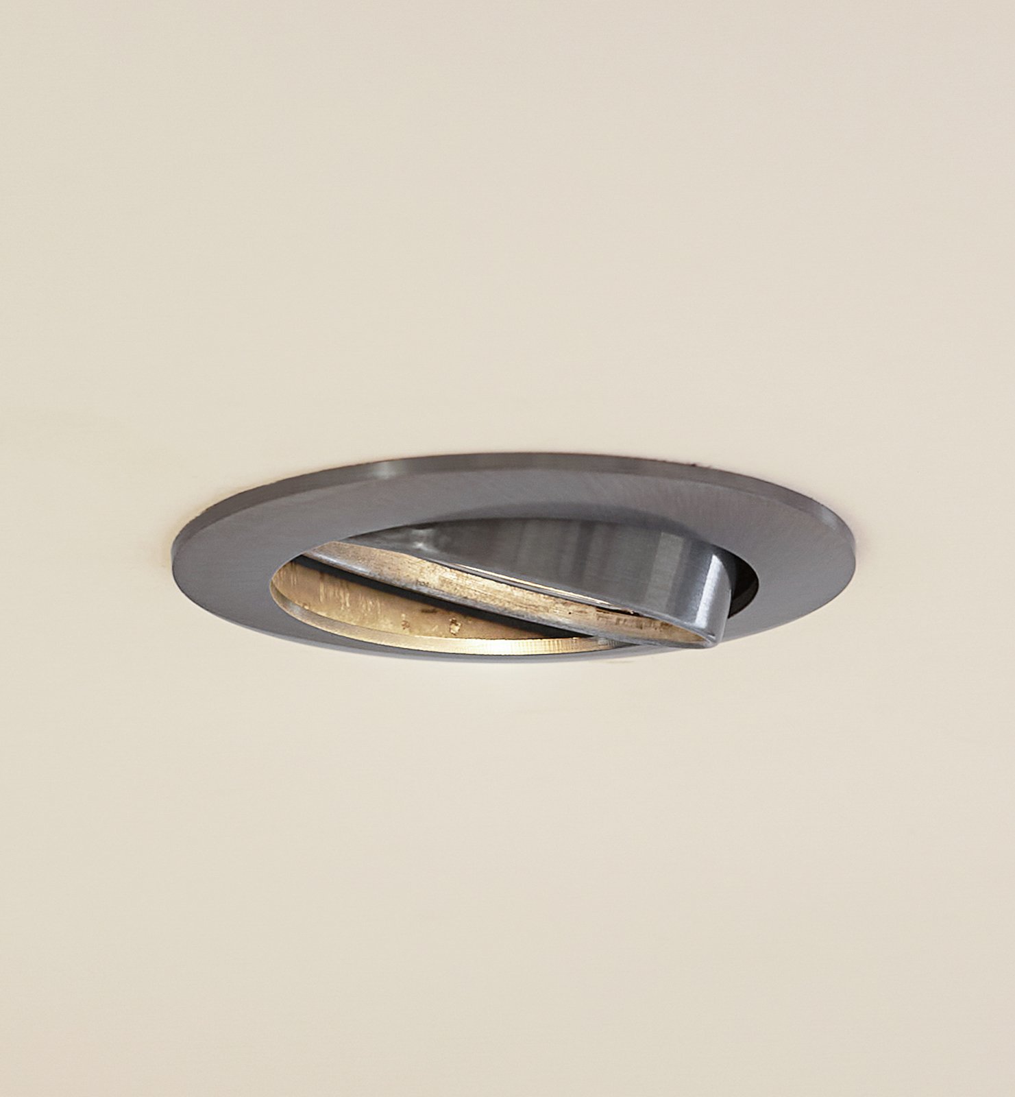 Prios recessed ceiling light Fibur, grey, aluminium, Ø 8.2 cm