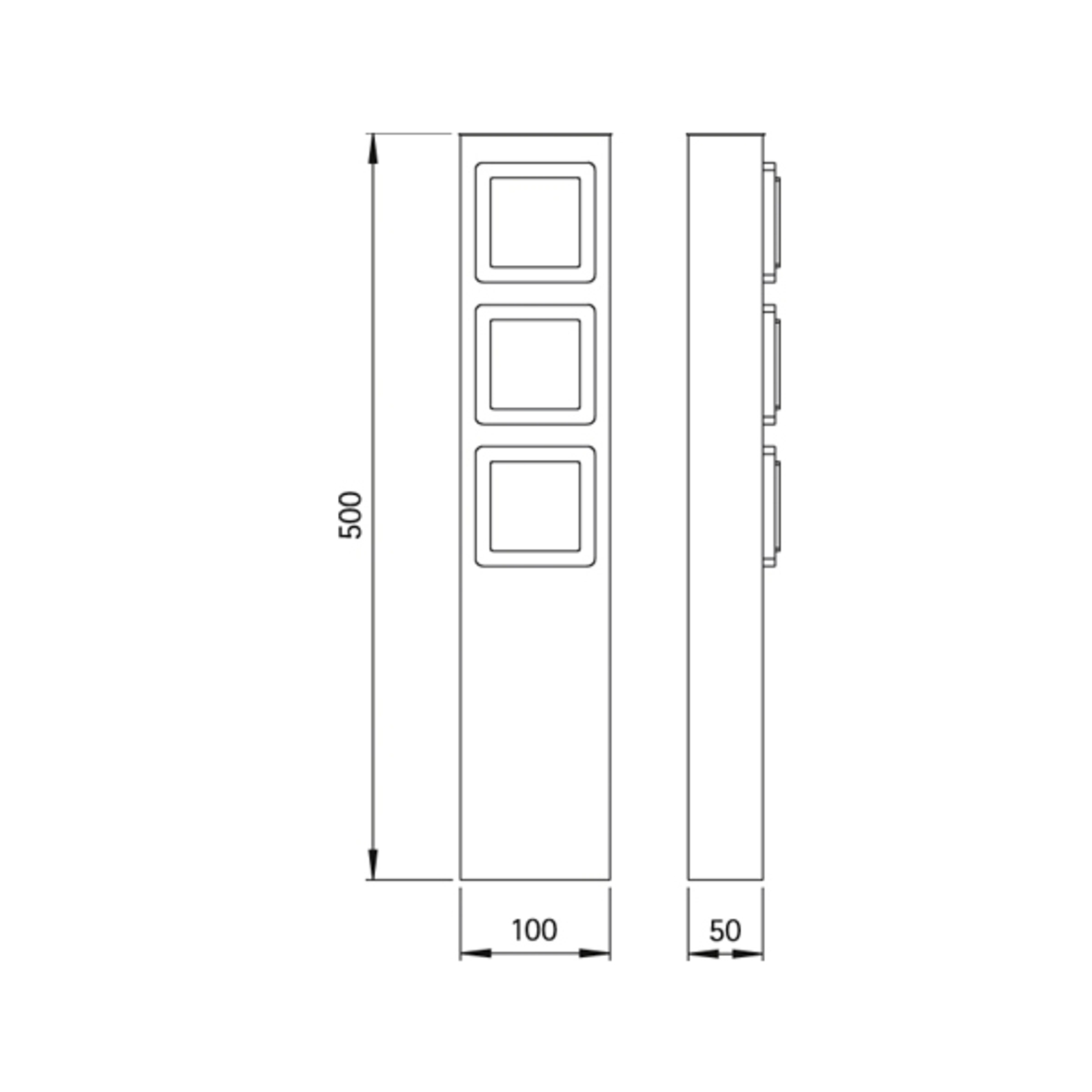 Coloană de prize 3x, inox