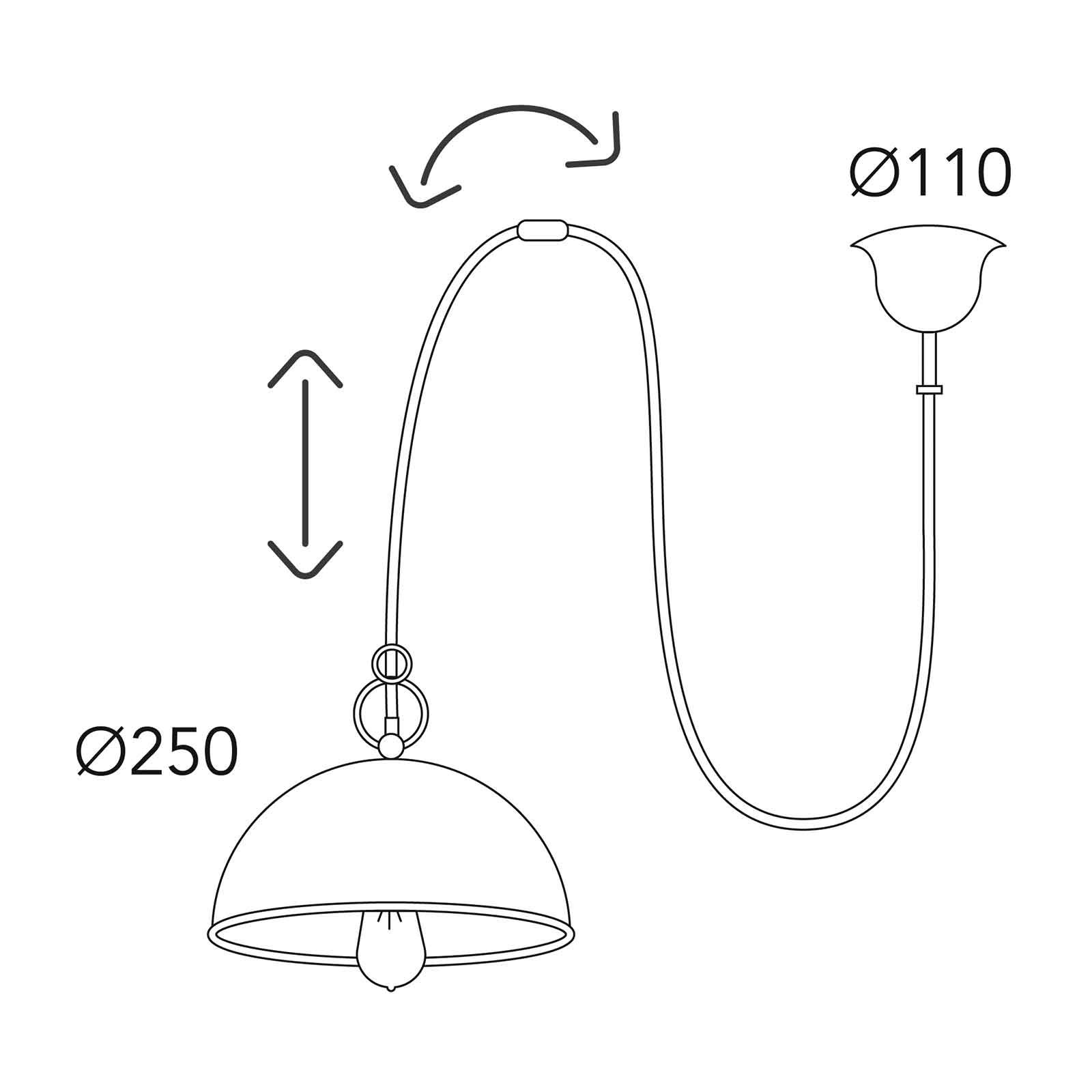 Cirkel hængelampe decentral, 1 lyskilde, blåneret