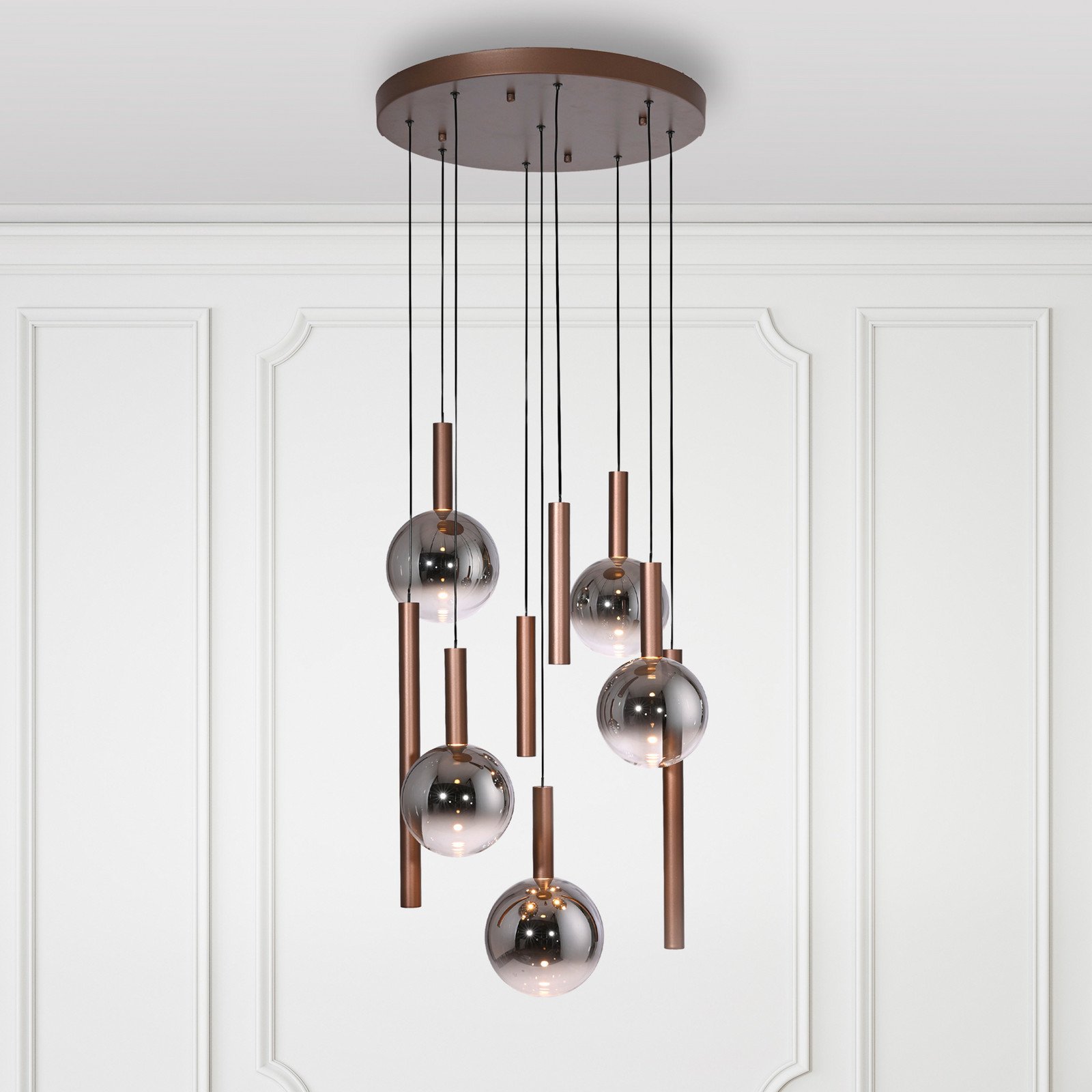 Paul Neuhaus lampă suspendată LED Bowl Ø 63 cm maro/gri - Camera de zi / sufragerie - Modern - maro gri fumuriu - Sticlă