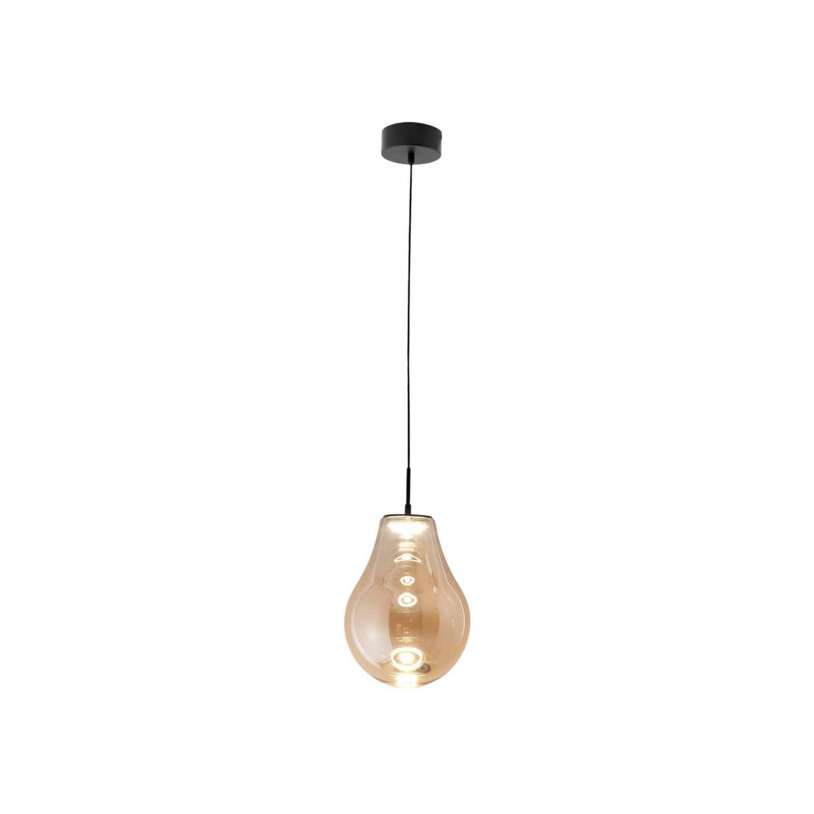 LED pakabinamas šviestuvas „Noa“, gintaro spalvos, stiklas, skersmuo 25 cm,