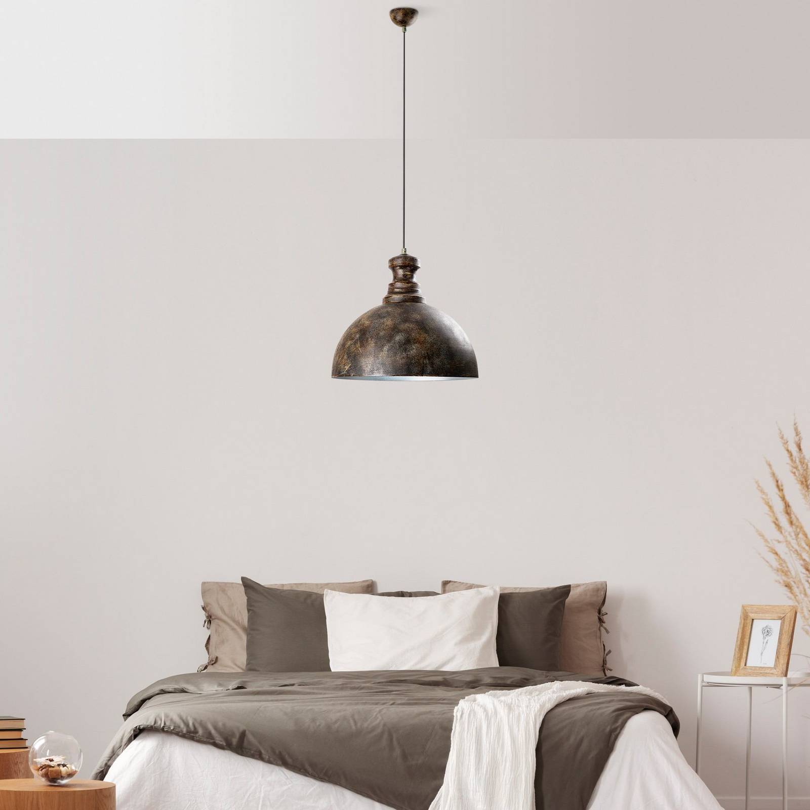 Pendelleuchte Saglam, 1-flammig, altmessing, Metall, Ø 40 cm günstig online kaufen