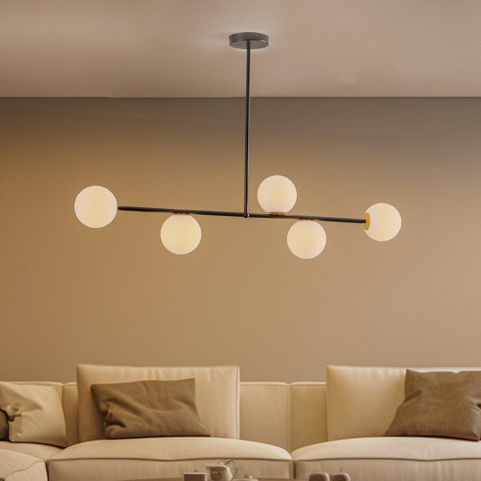 SIGMA Lampă suspendată Gama 5 5 becuri negru - Camera de zi / sufragerie - Modern - negru alb auriu - Metal