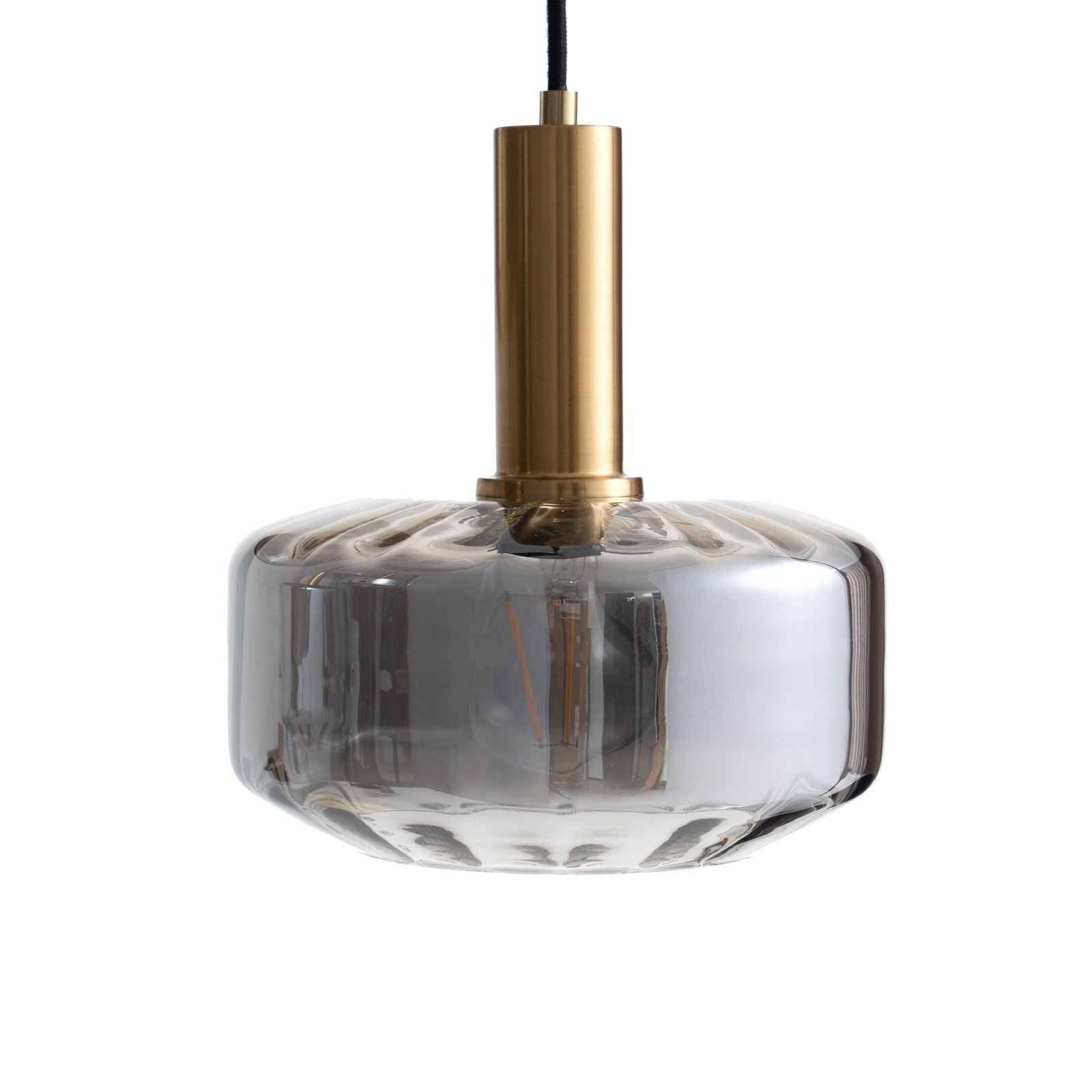 Lindby hanglamp Hildur, 6-lamps, rookgrijs, glas