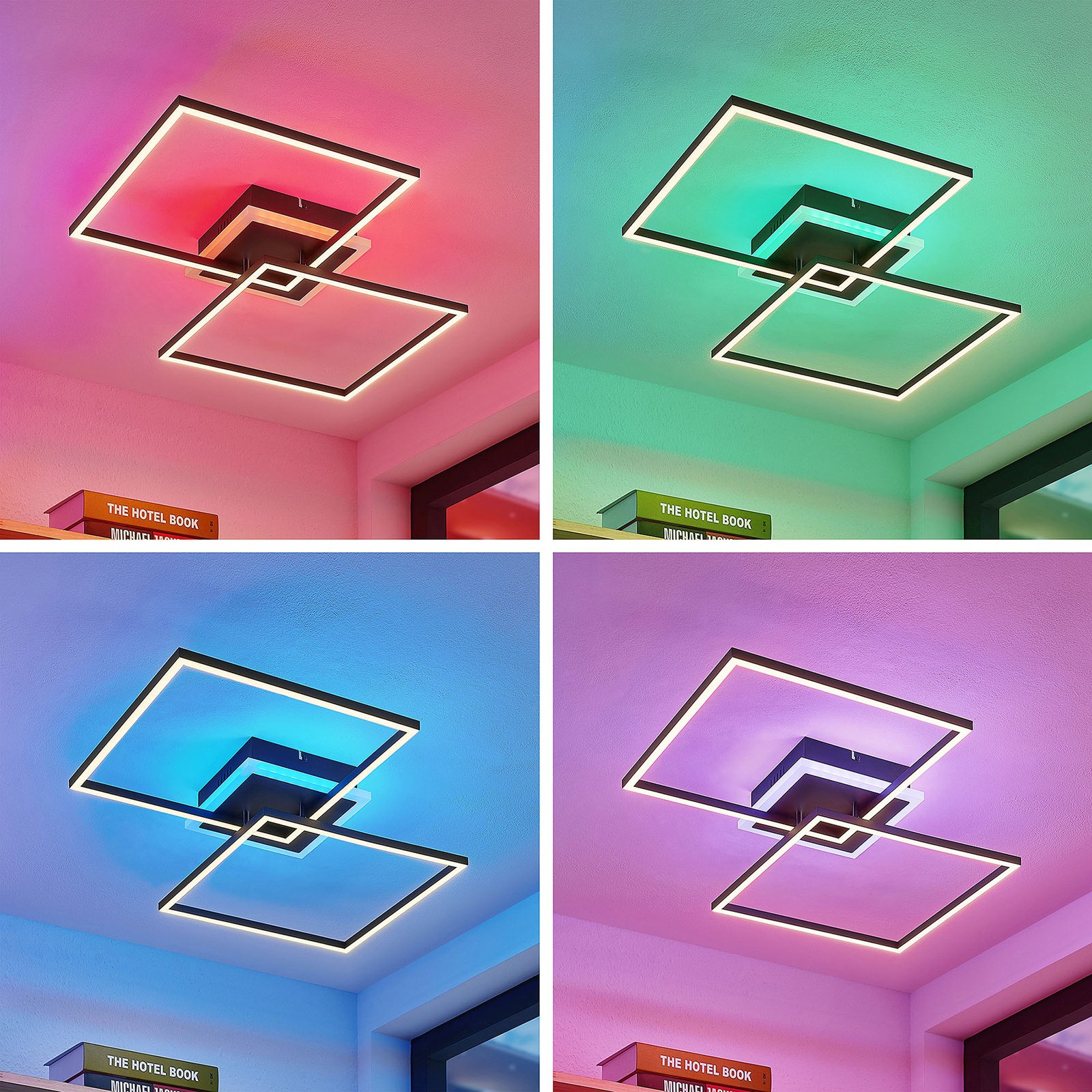 Lindby Edani Candeeiro de teto LED, regulável por RGB, preto