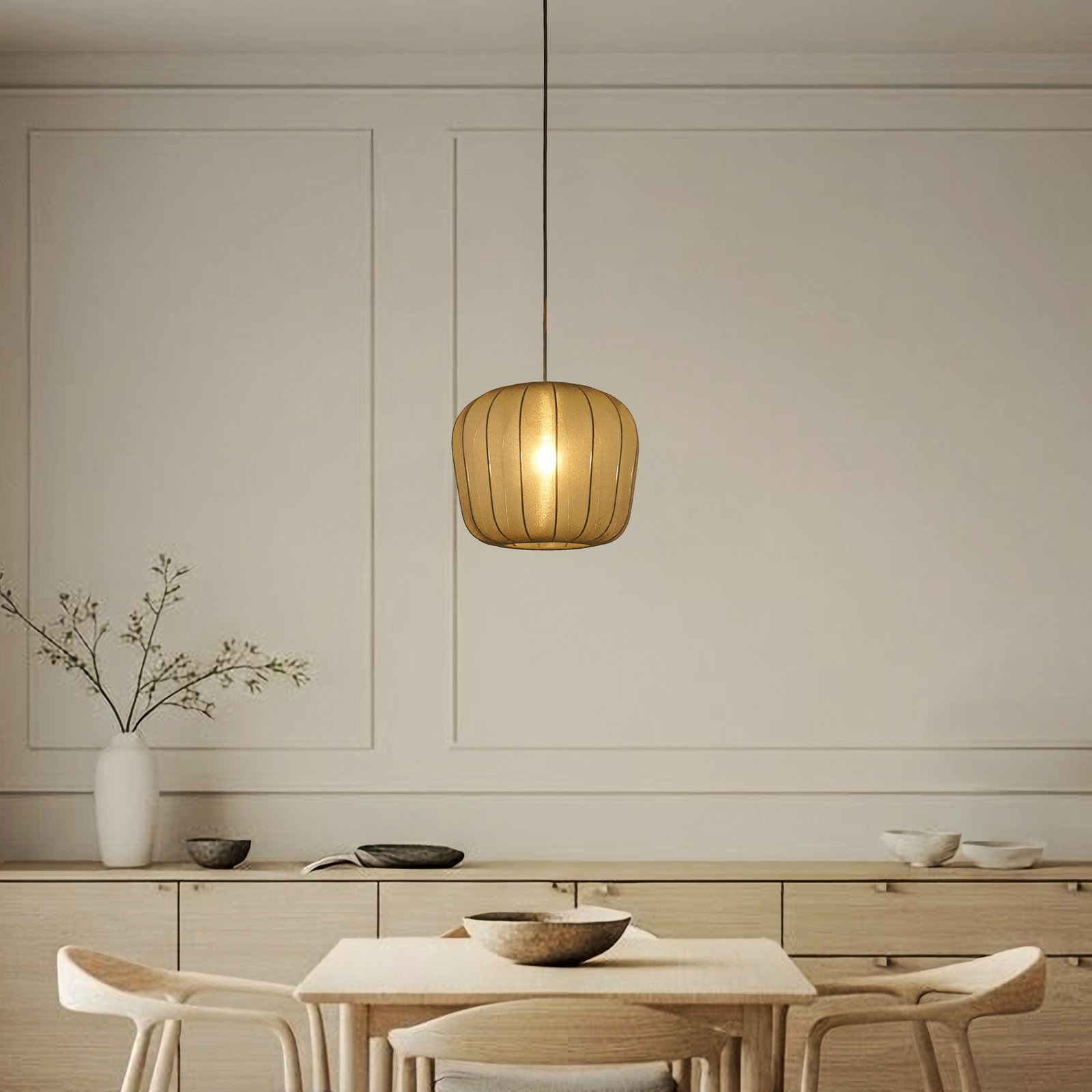 Lindby lampada a sospensione Helin, nero, Ø 35 cm, tessuto