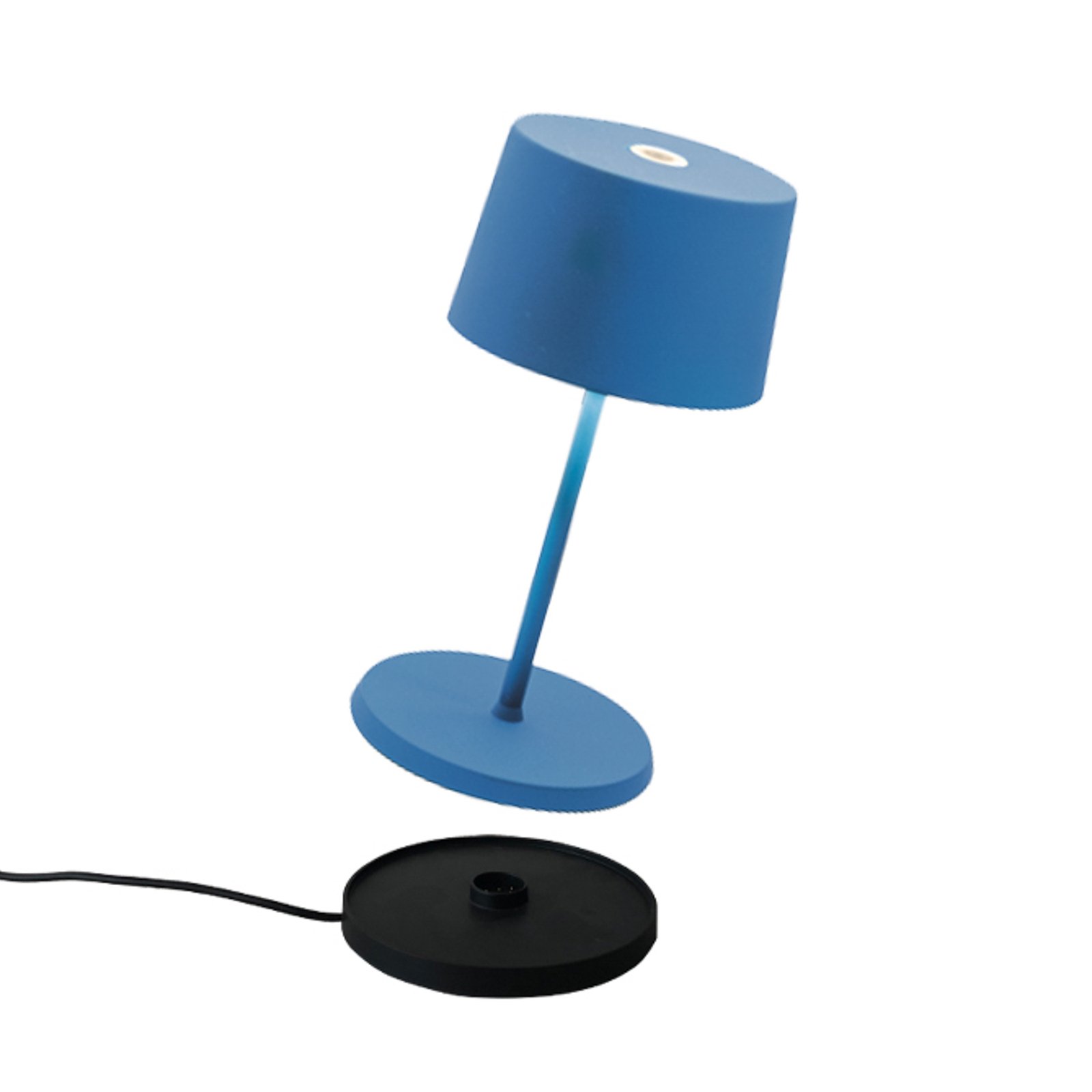 Zafferano Olivia mini 3K genopladelig bordlampe capri blå