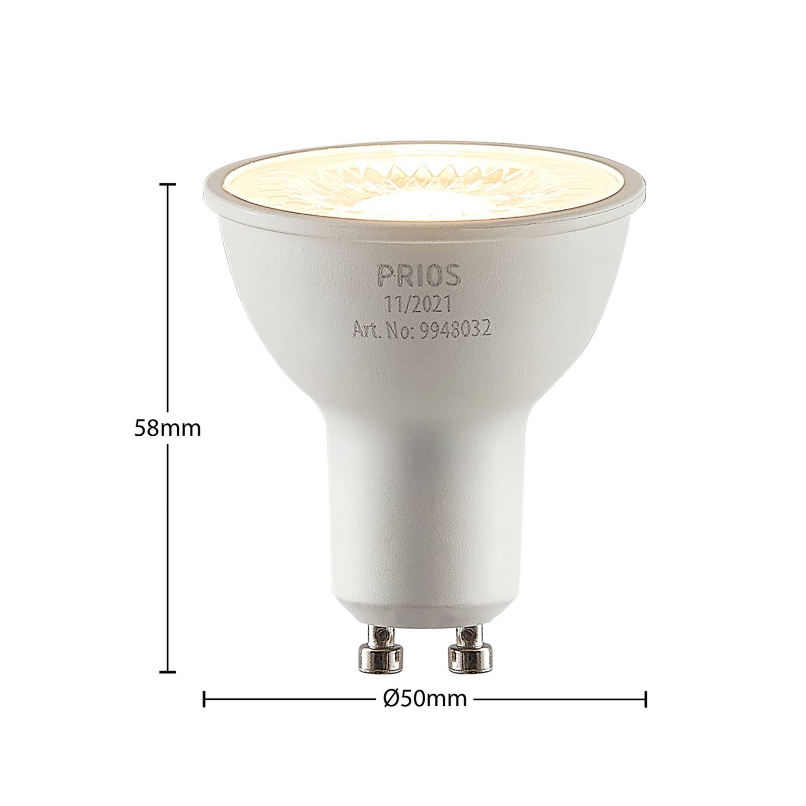 PRIOS Réflecteur LED GU10 5 W 3 000 K 60° x10