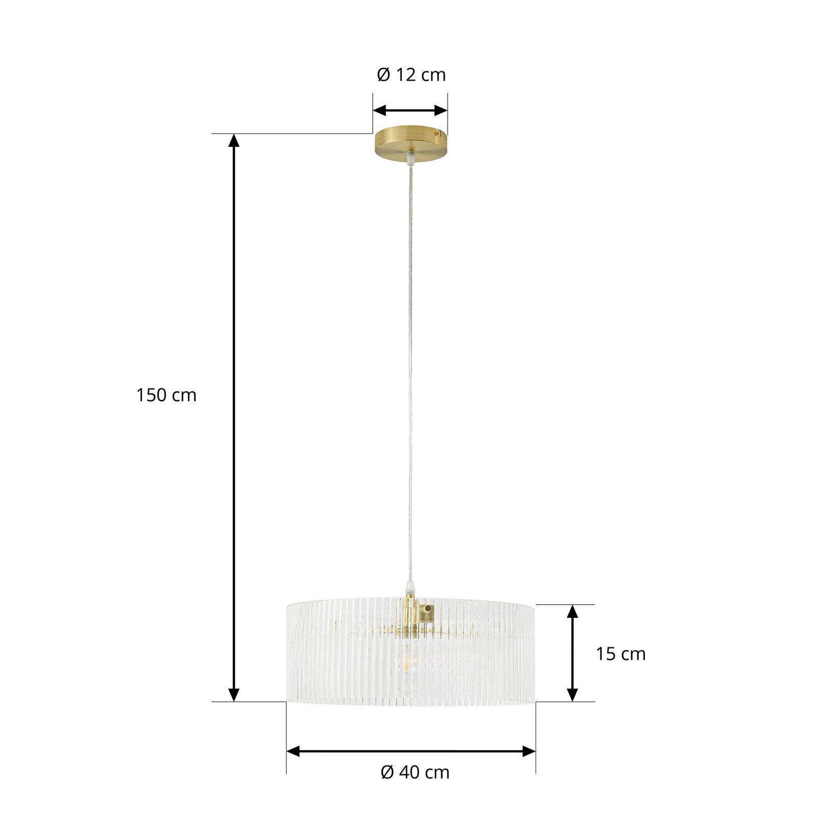 Meritt hanglamp, messing/helder, Ø 40 cm, glas - Lucande