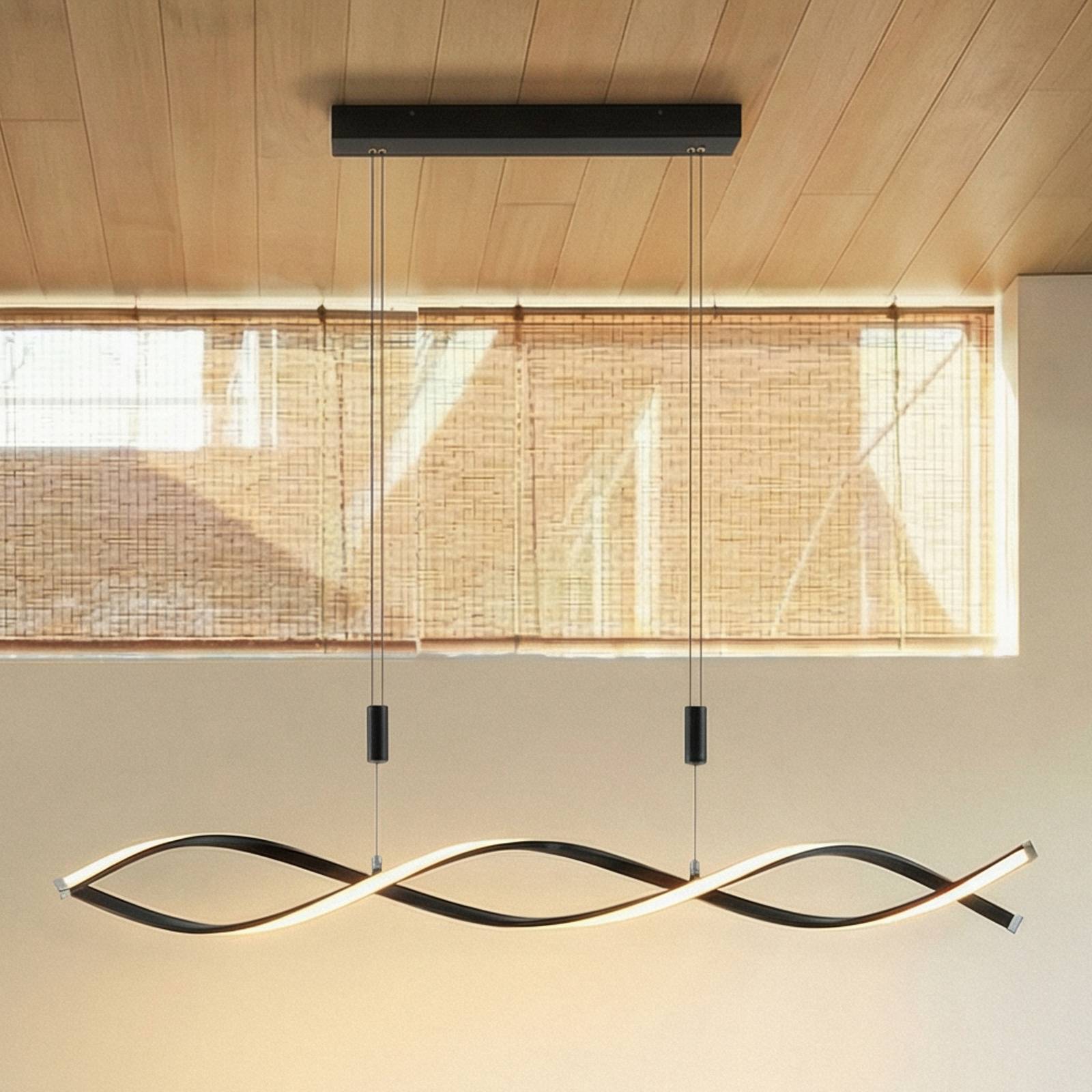 Lindby suspension LED Welina, noir, fer, réglable