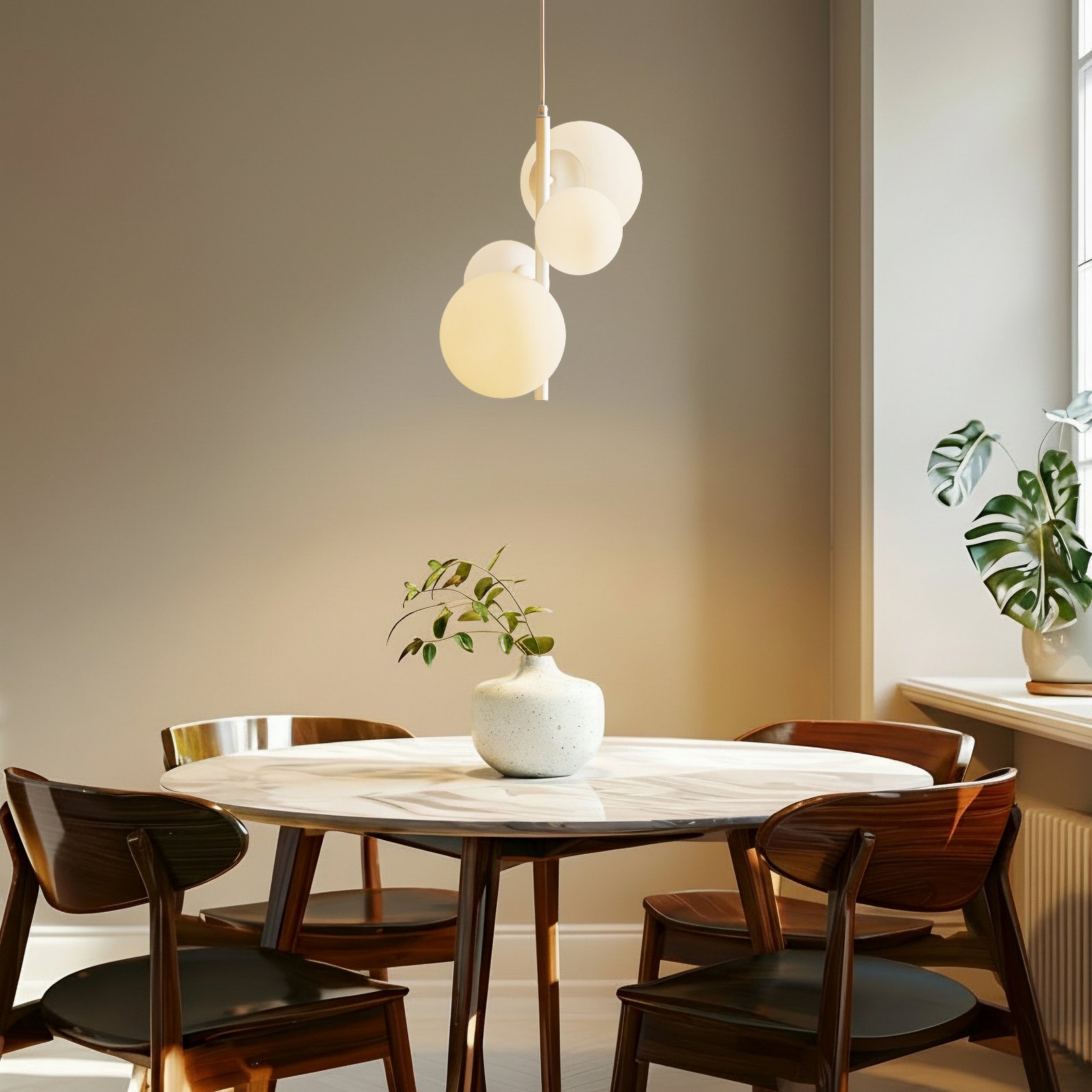 Hängeleuchte Dione, vierflammig, weiß