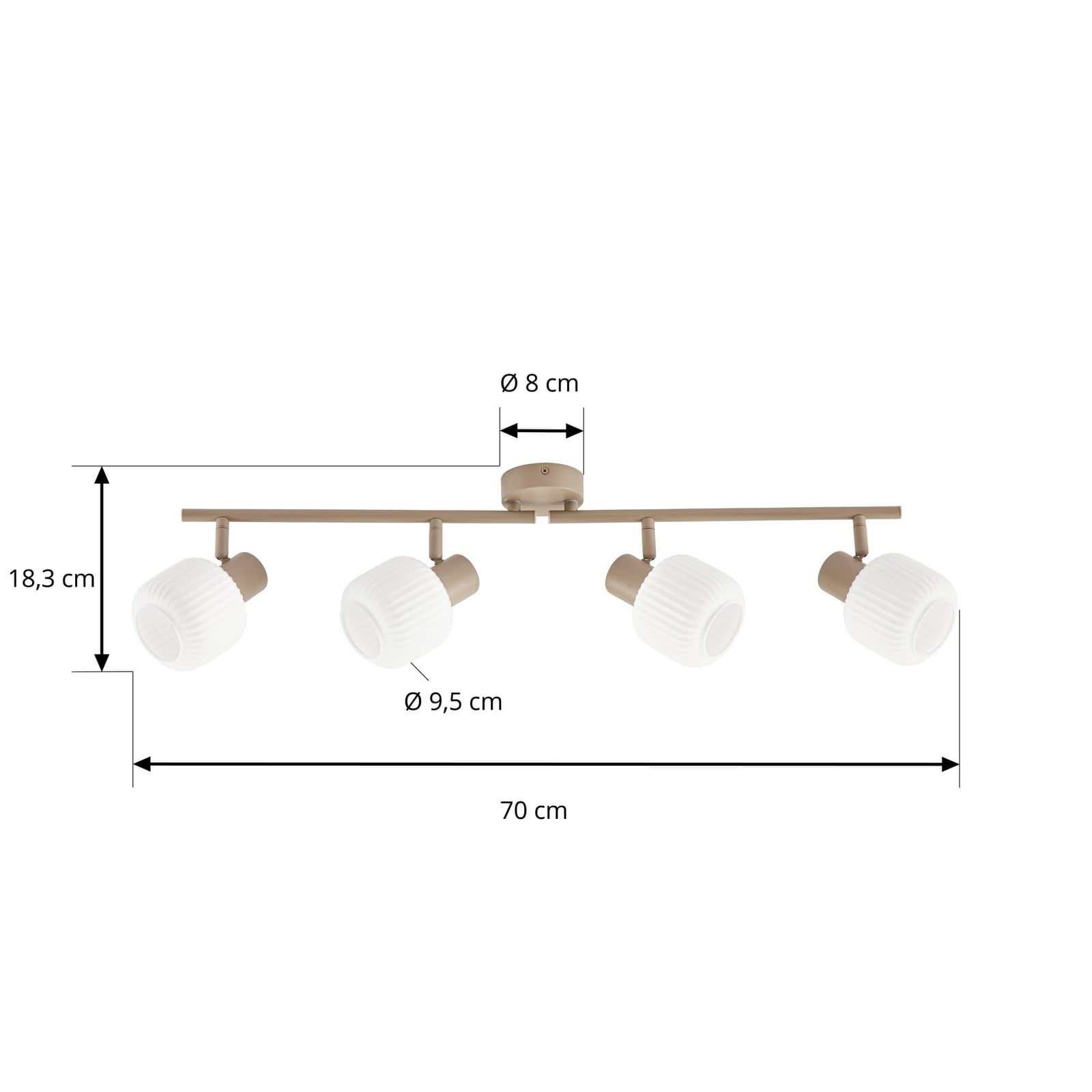 Evey Deckenstrahler, Länge 83 cm, 4-flg., weiß/beige - NOLA Evey Deckenstrahler, Länge 83 cm, 4-flg., weiß/beige - NOLA
