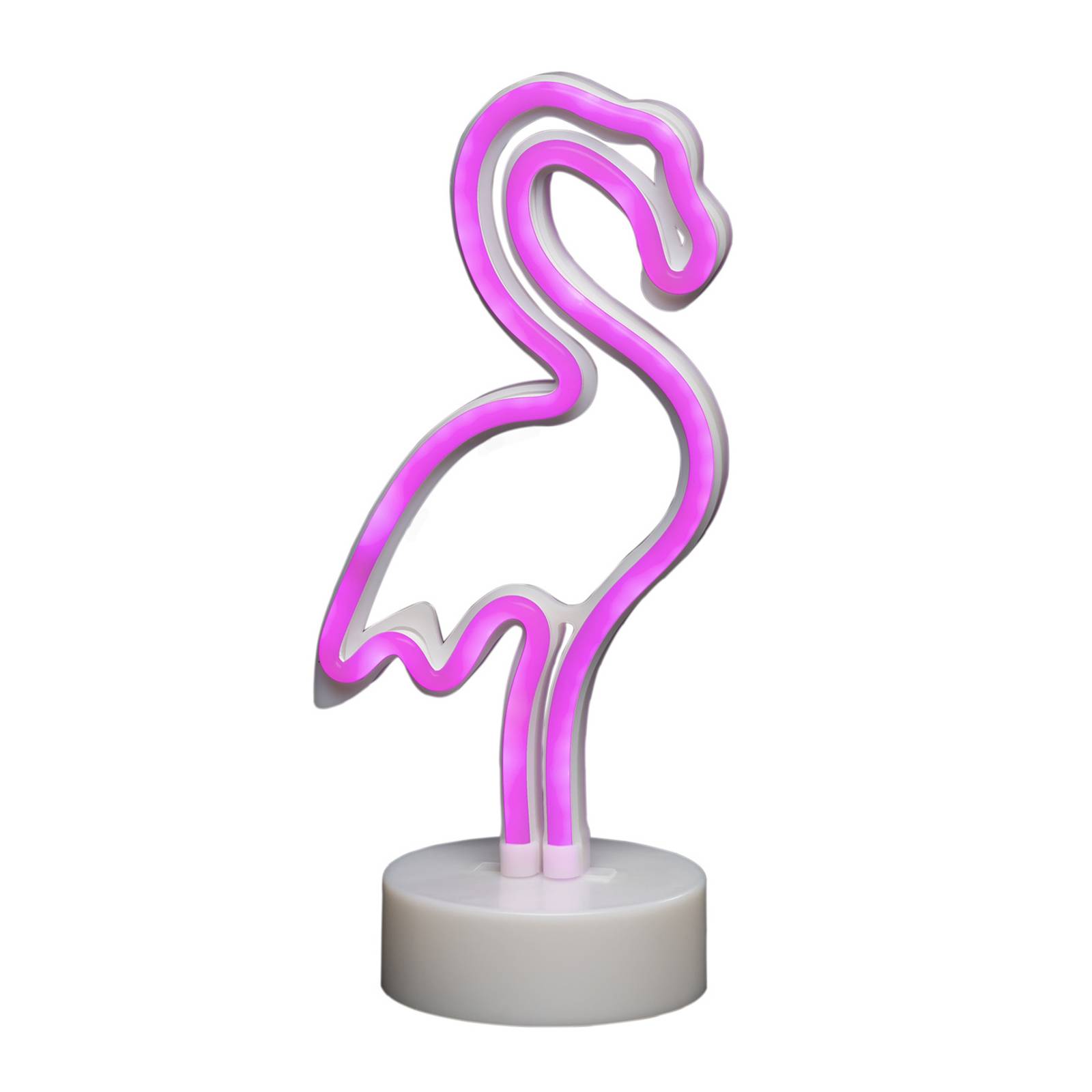 Lampe décorative LED Flamand rose sur pile