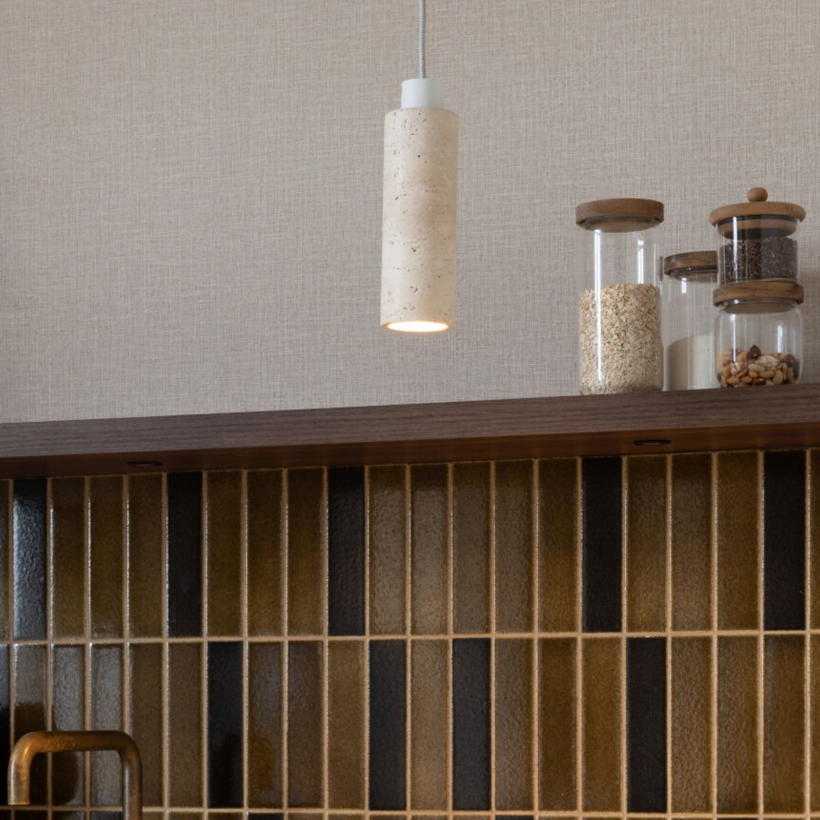 IT'S ABOUT ROMI Tivoli hanging light, white, travertine, GU10 IT'S ABOUT ROMI Tivoli hanging light, white, travertine, GU10