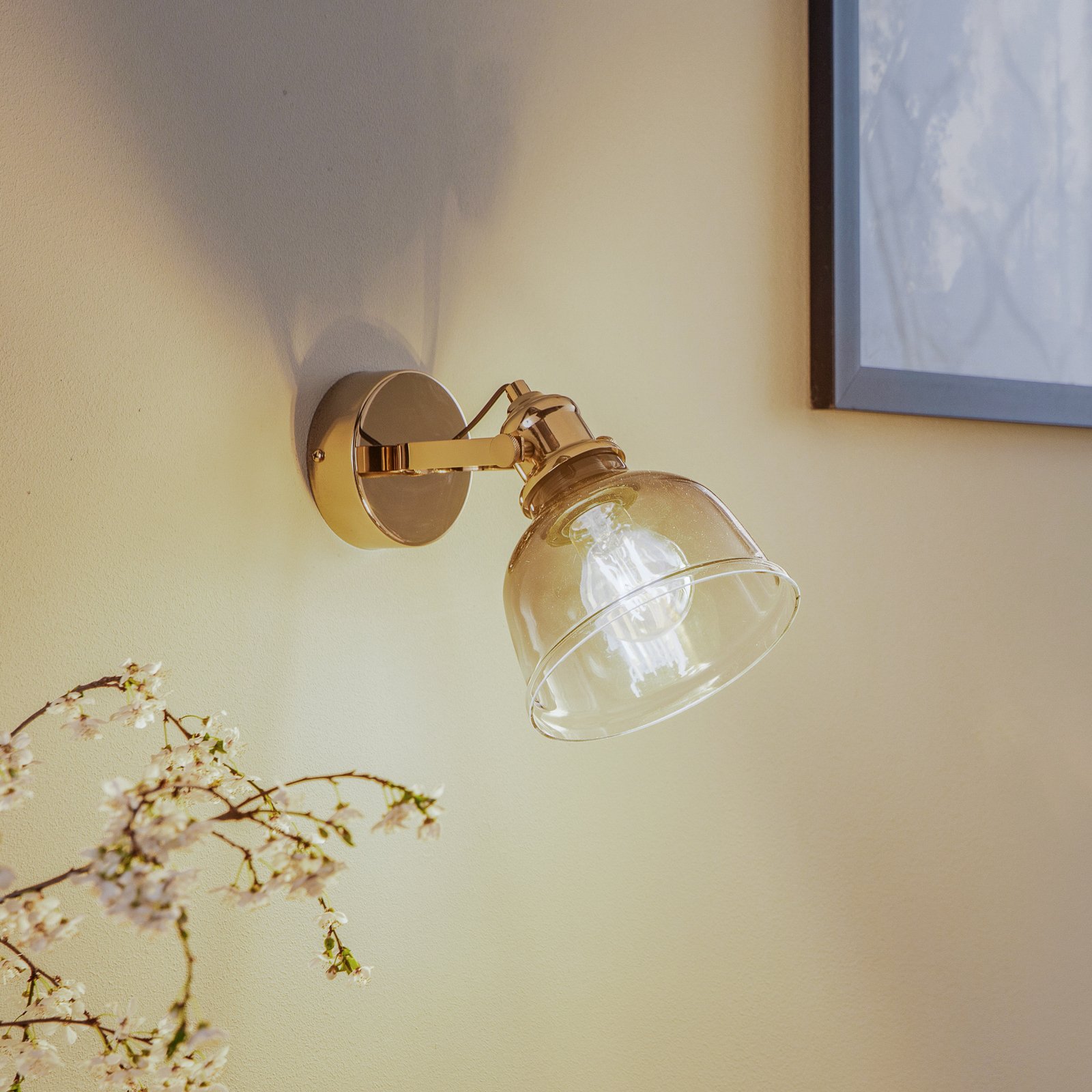 Mago wall light, gold, 1-bulb