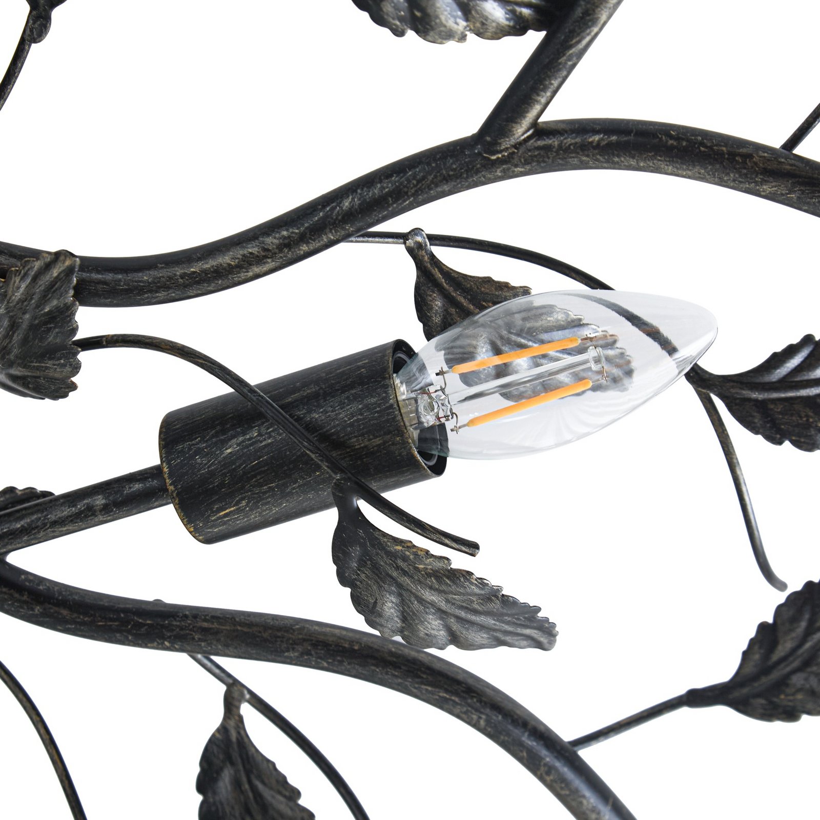 Lindby Deckenlampe Yos, 10-flg., 95 cm, schwarz-kupfer, E14 Lindby Deckenlampe Yos, 10-flg., 95 cm, schwarz-kupfer, E14