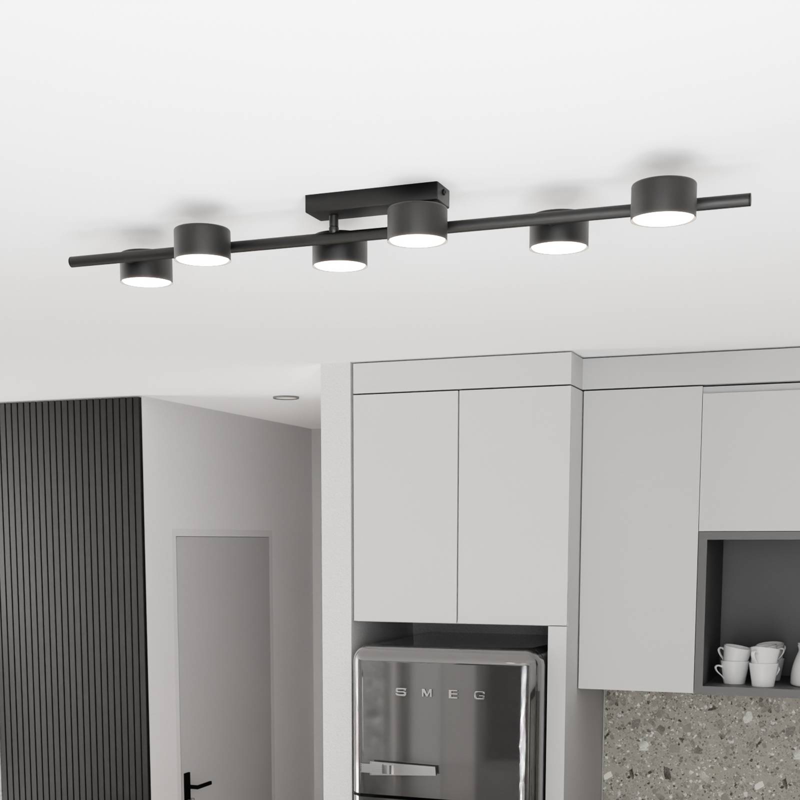 Deckenstrahler Bet, Länge 100 cm, schwarz, Metall, 6-flg. günstig online kaufen