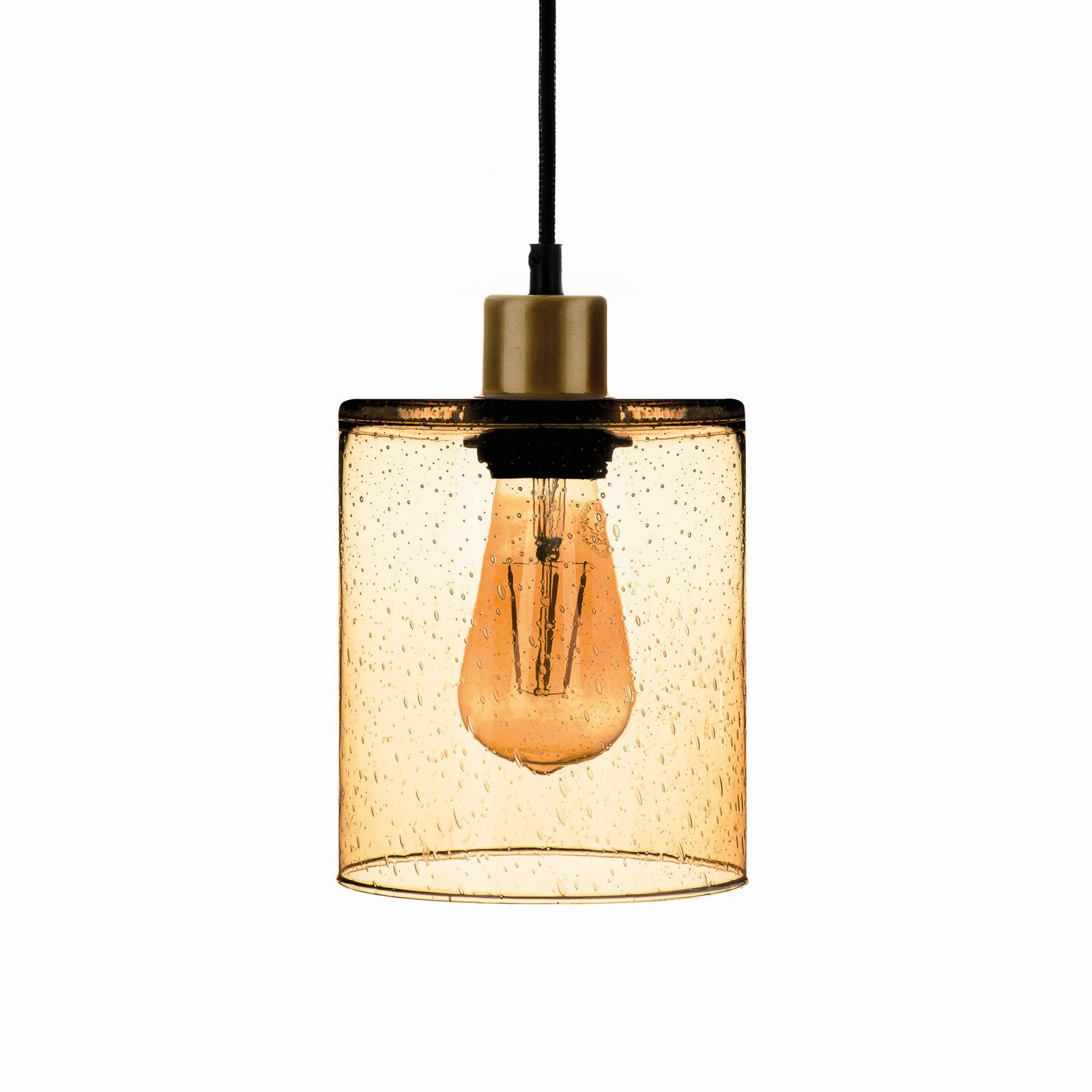 Solbika Lighting Lampă suspendată Soda cu abajur din sticlă galben Ø 15cm - Camera de zi / sufragerie - galben transparent negru auriu