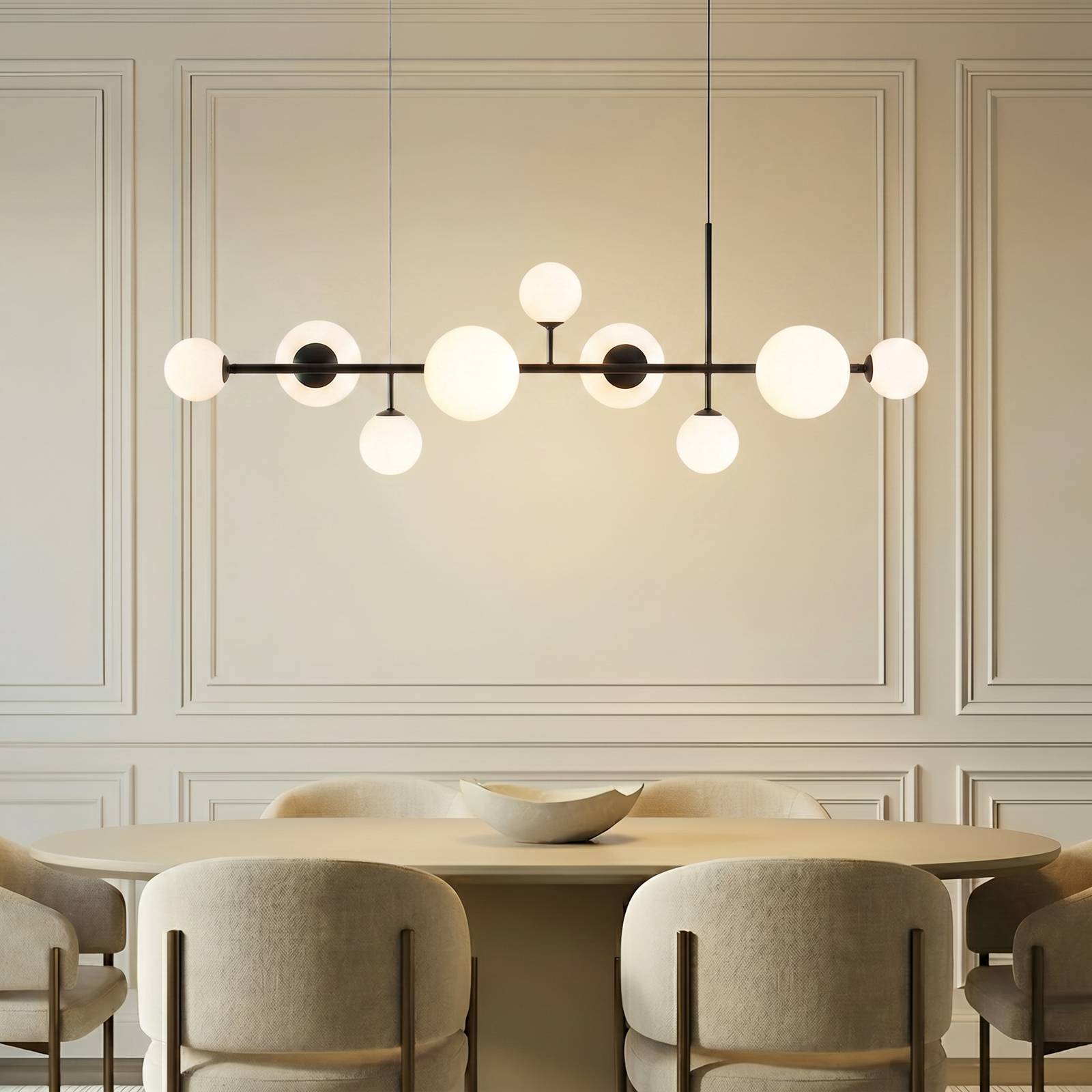 ALDEX Hanglamp Joel, zwart/wit, 9-lamps