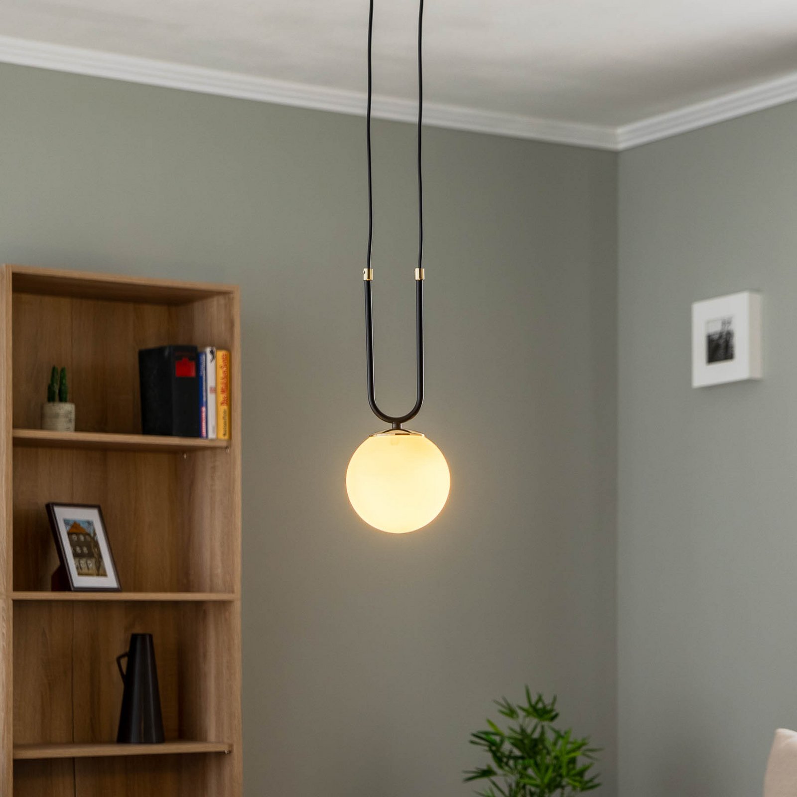 Suspension Glam, noire/opale, une lampe