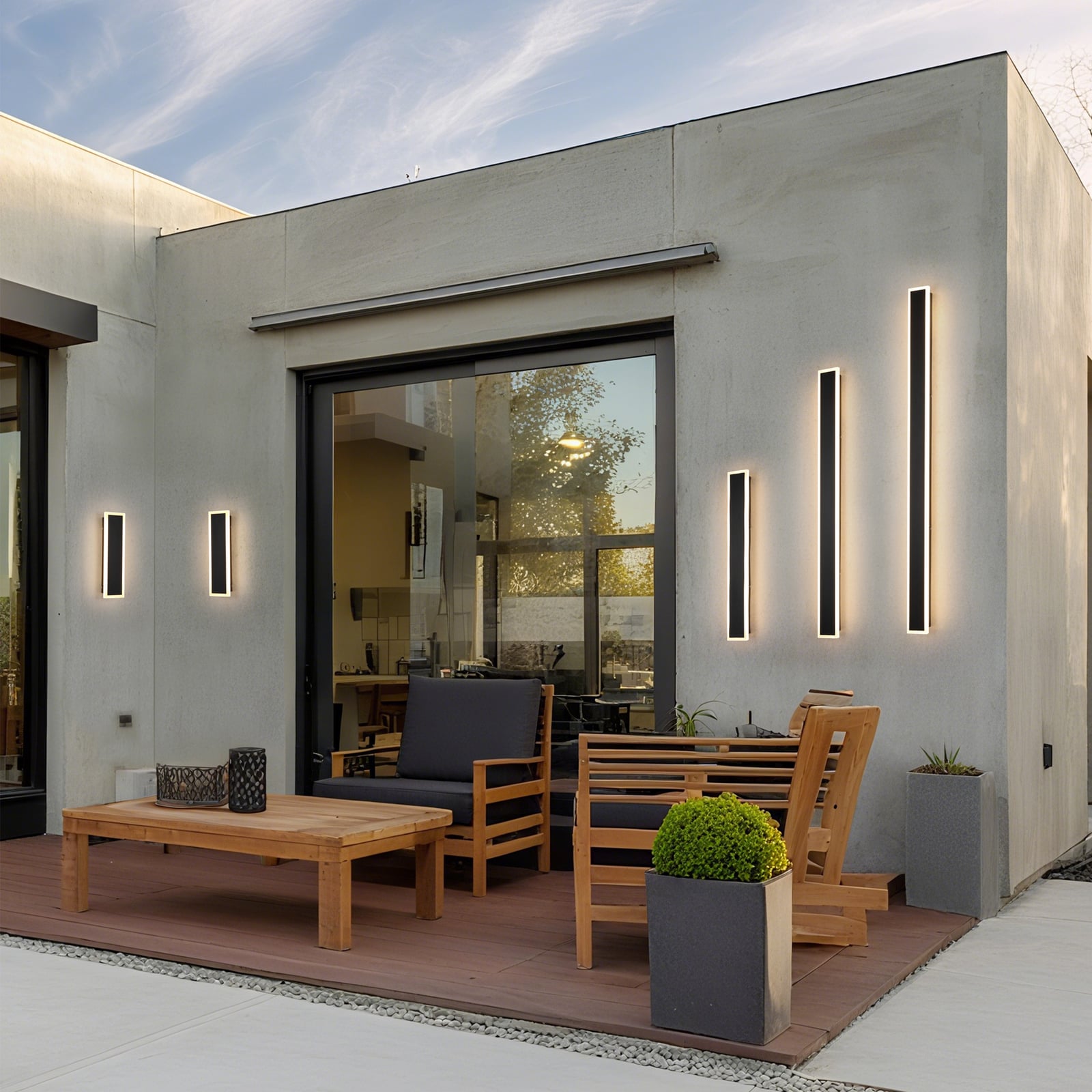 Applique da esterni LED Bordo Square, altezza 60 cm, nero, alluminio