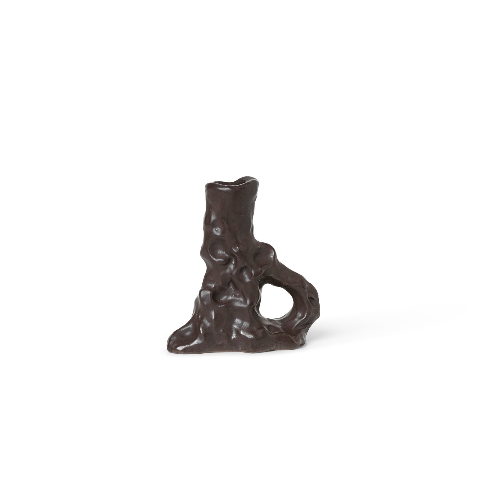 ferm LIVING Candlestick Ditto Single, brown, ceramic