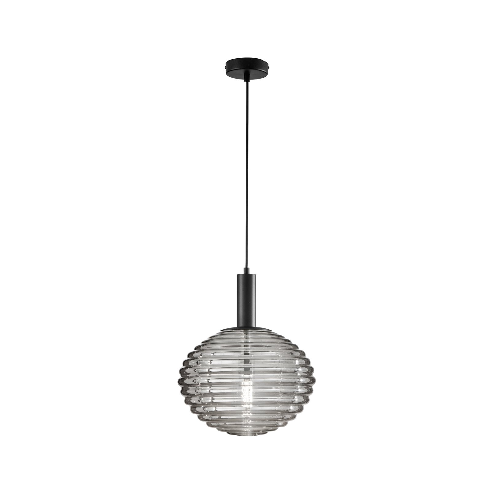 Ripple pendant light, black/smoke grey, Ø 32 cm