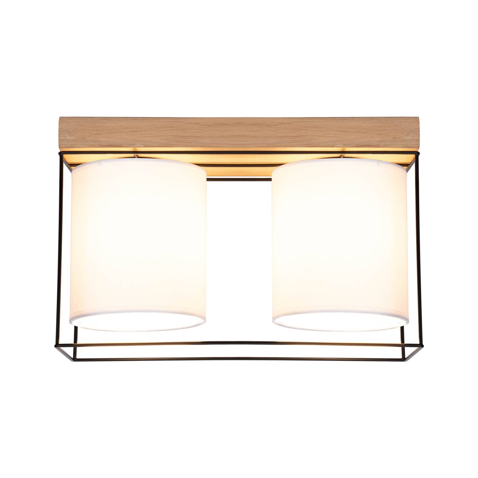 Taklampa Trapper, svart/vit/ek, 2 lampa